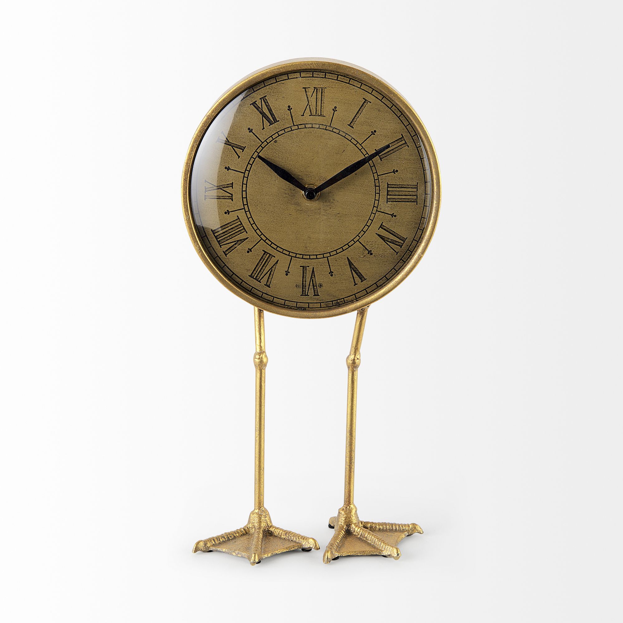 Mercana - Chadwick Antiqued Brass Duck Leg Table Clock