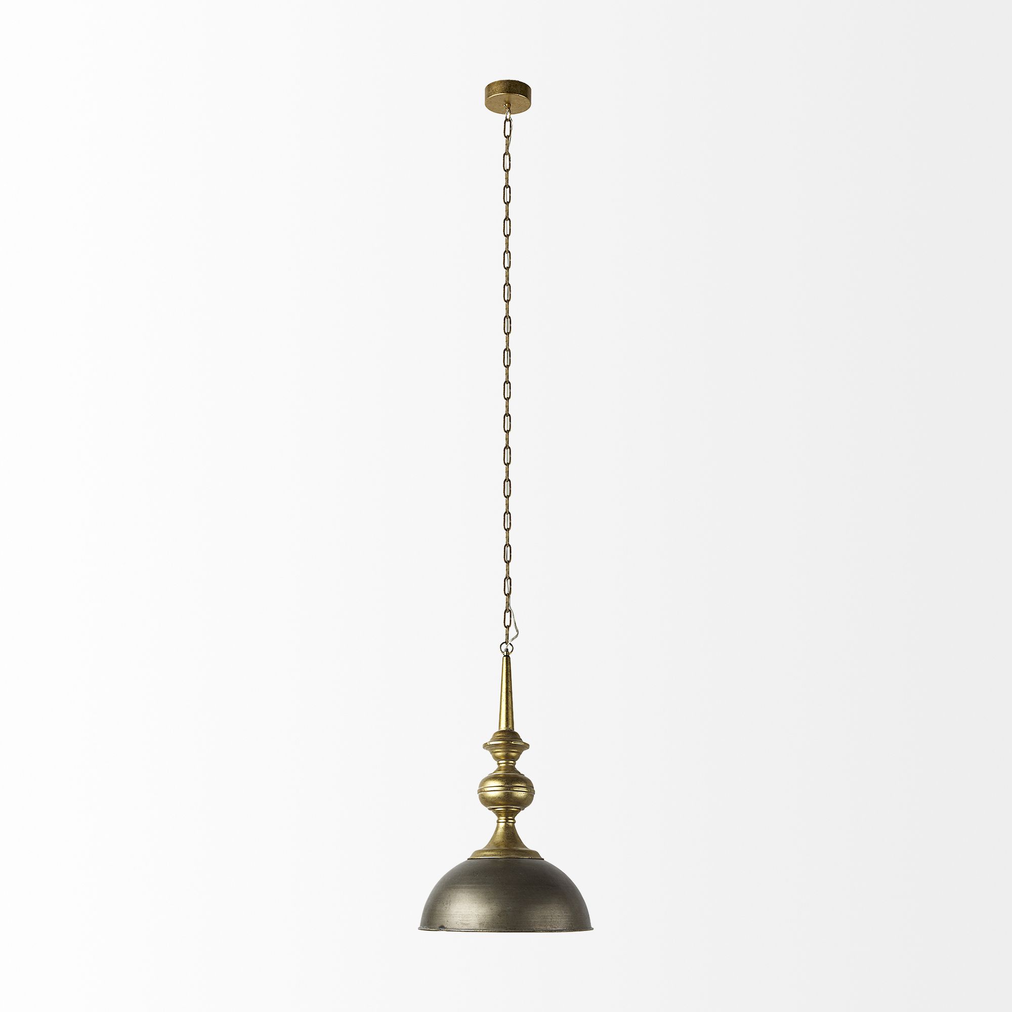 Mercana - Capsa Antique Gold and Silver Toned Metal Dome Pendant Light