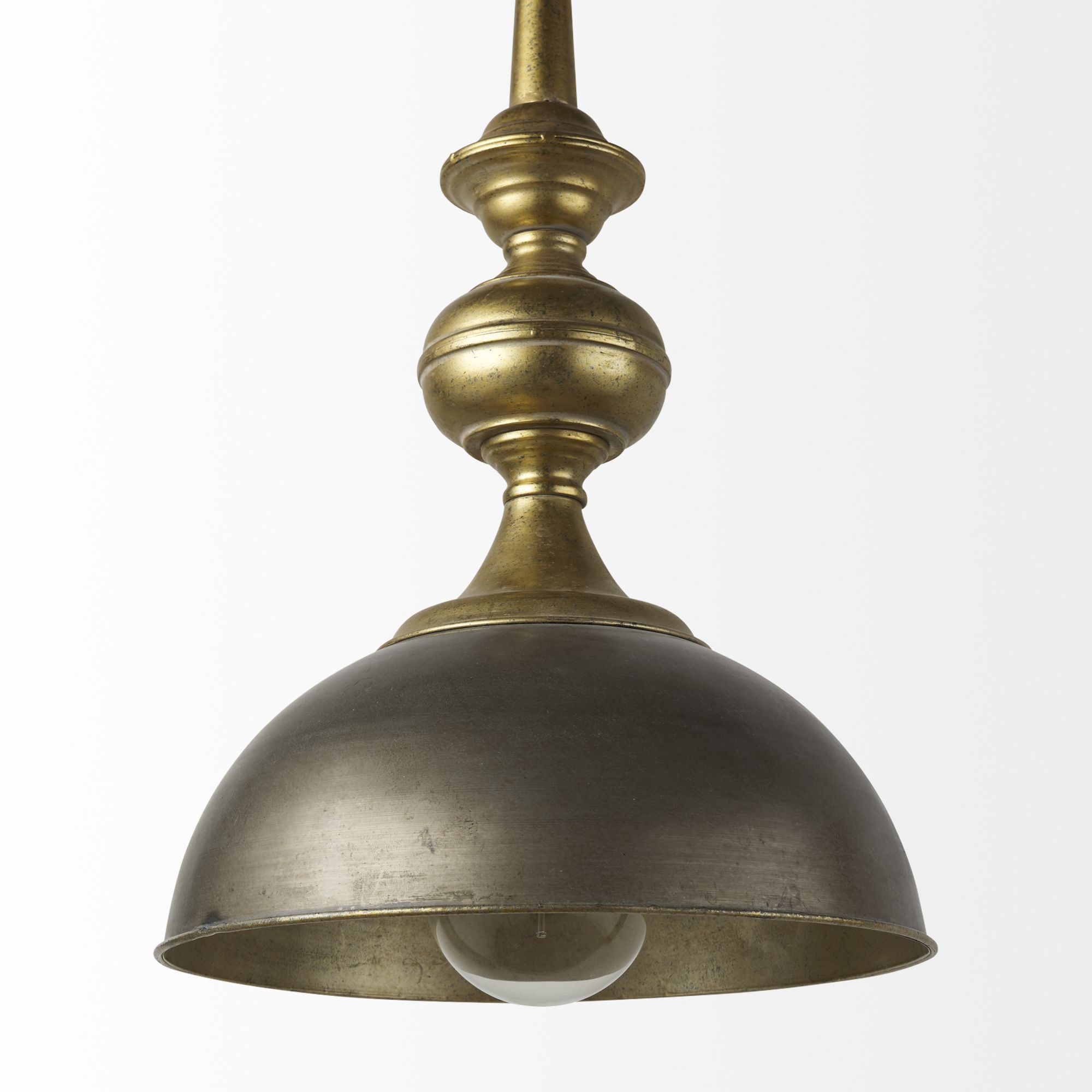 Mercana - Capsa Antique Gold and Silver Toned Metal Dome Pendant Light