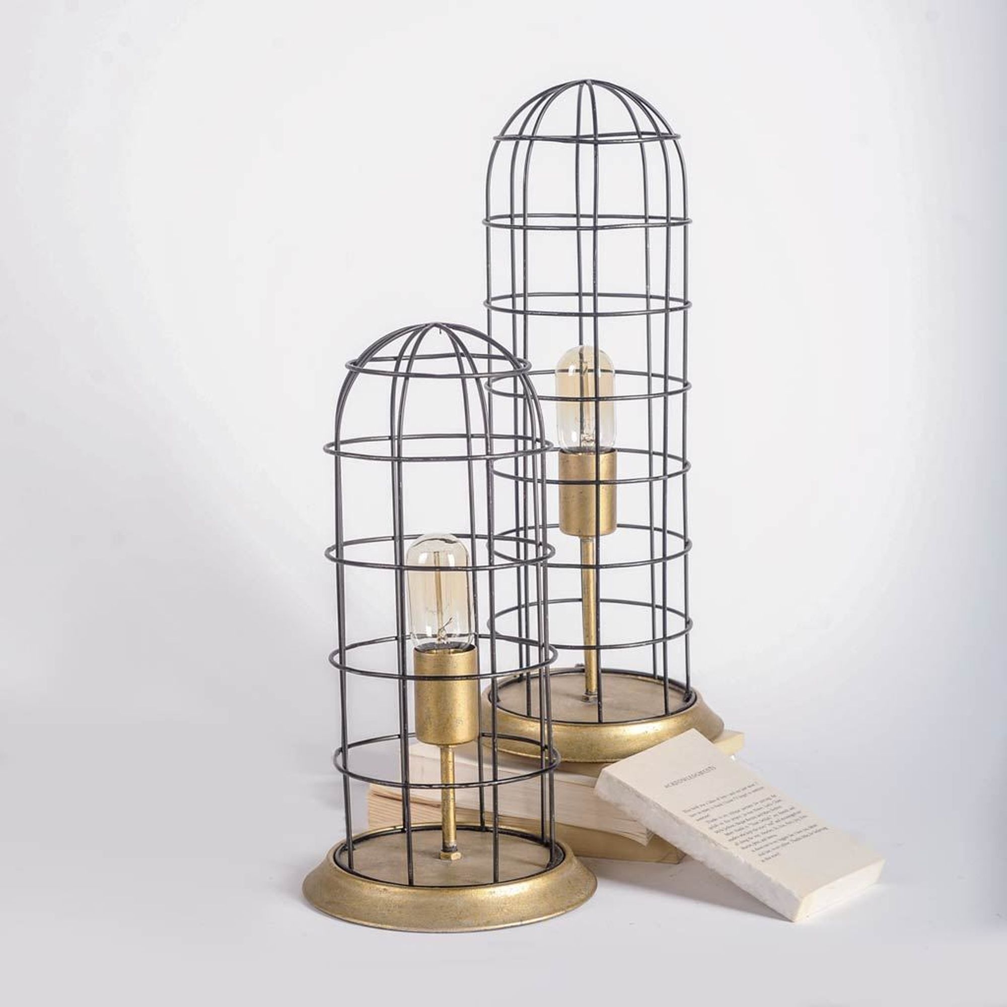 Mercana - Carkner I (38"H) Gun-Metal Grey Cylindrical Metal Cage Table Lamp