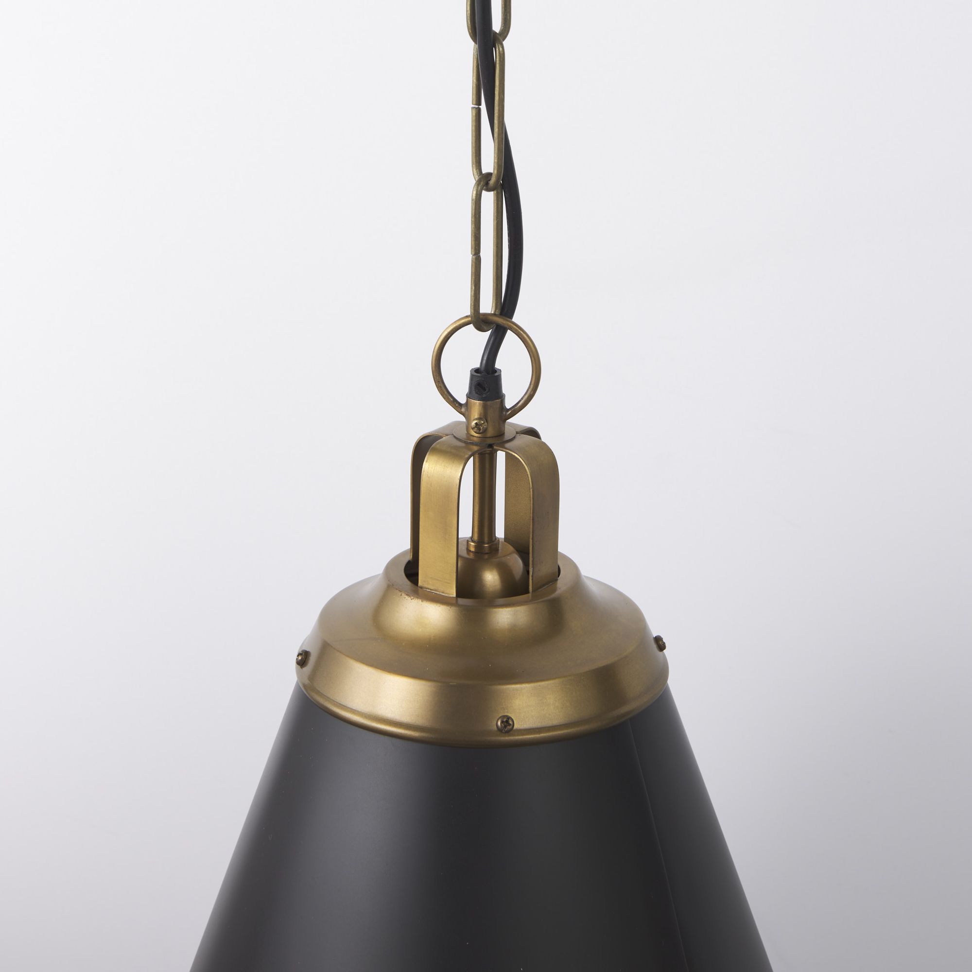 Mercana Fenton Pendant Light with Antiqued Gold Accents - Black