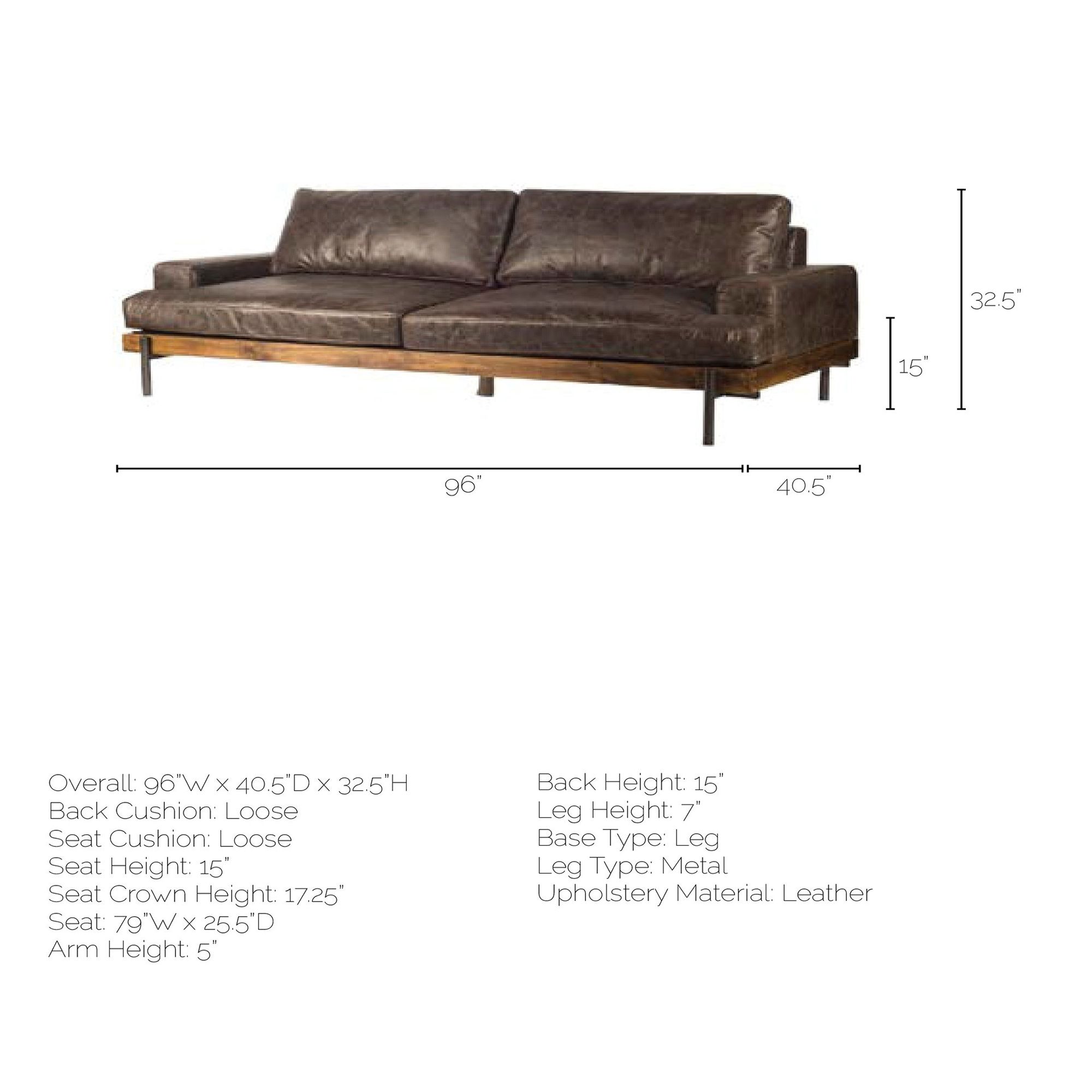 Mercana Colburne 3 Seater Sofa - Brown, Leather