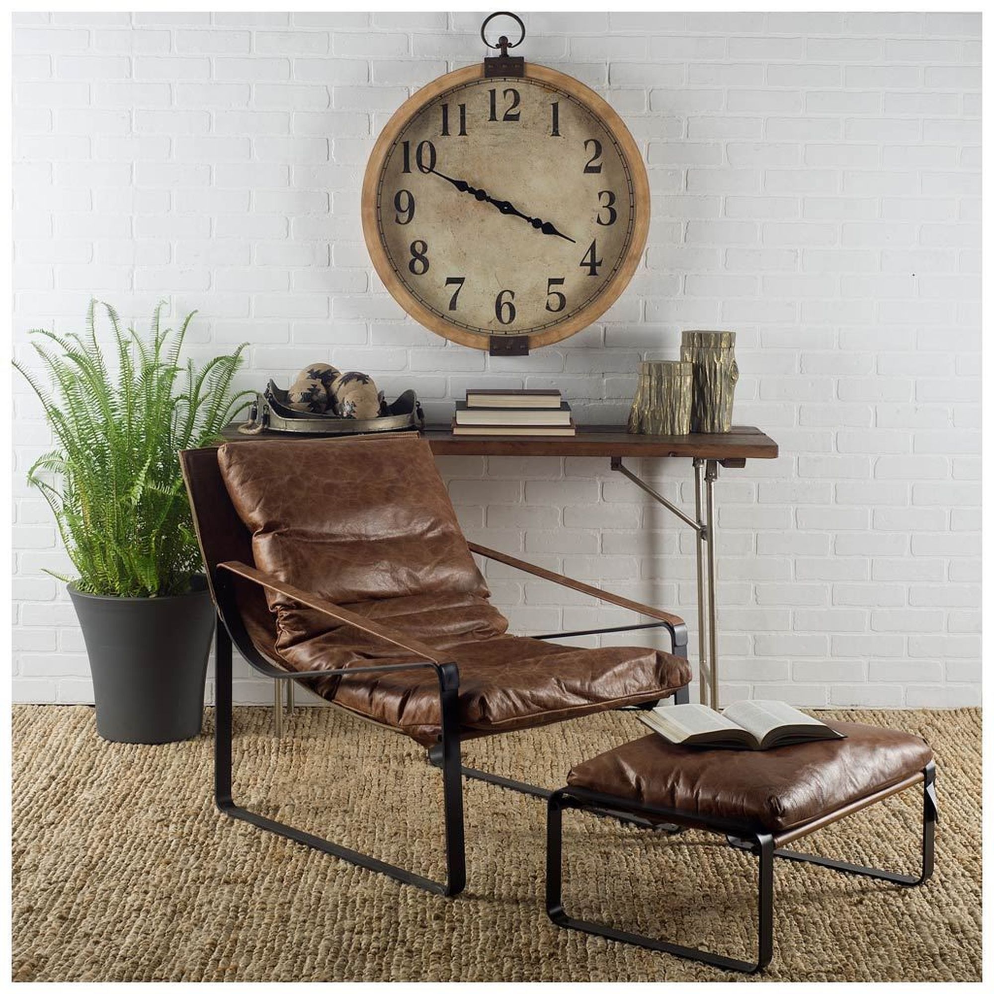 Mercana Hornet Ottoman - Brown, Leather