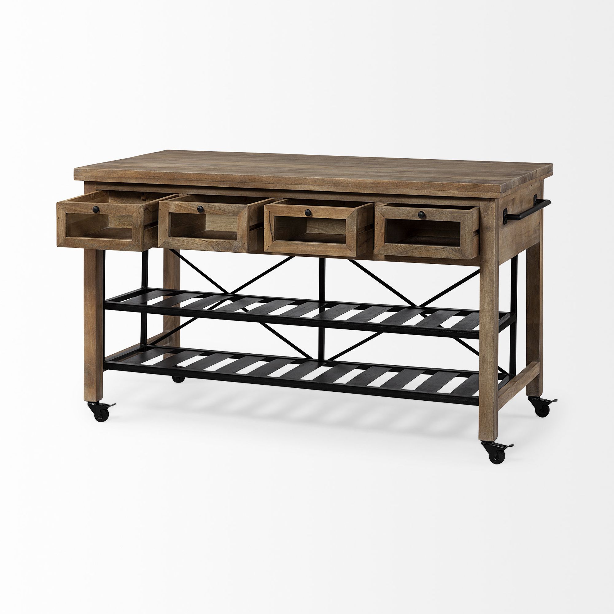 Mercana - Stuart 2 Tier Kitchen Island in Brown