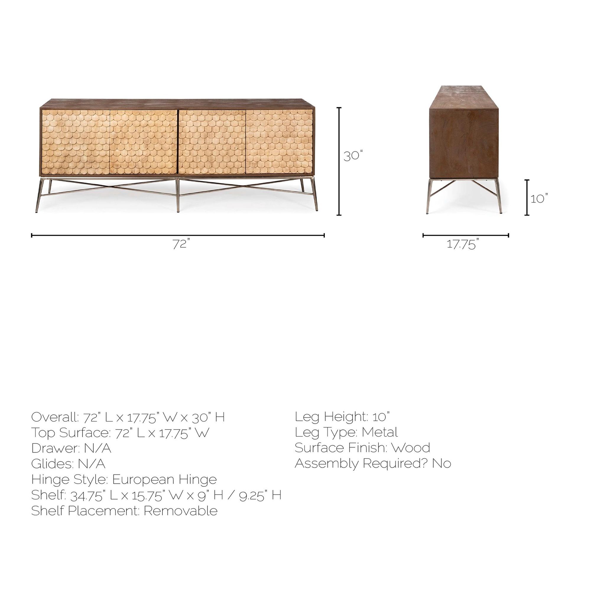 Mercana Swordfish Sideboard - Brown, Wood/Metal