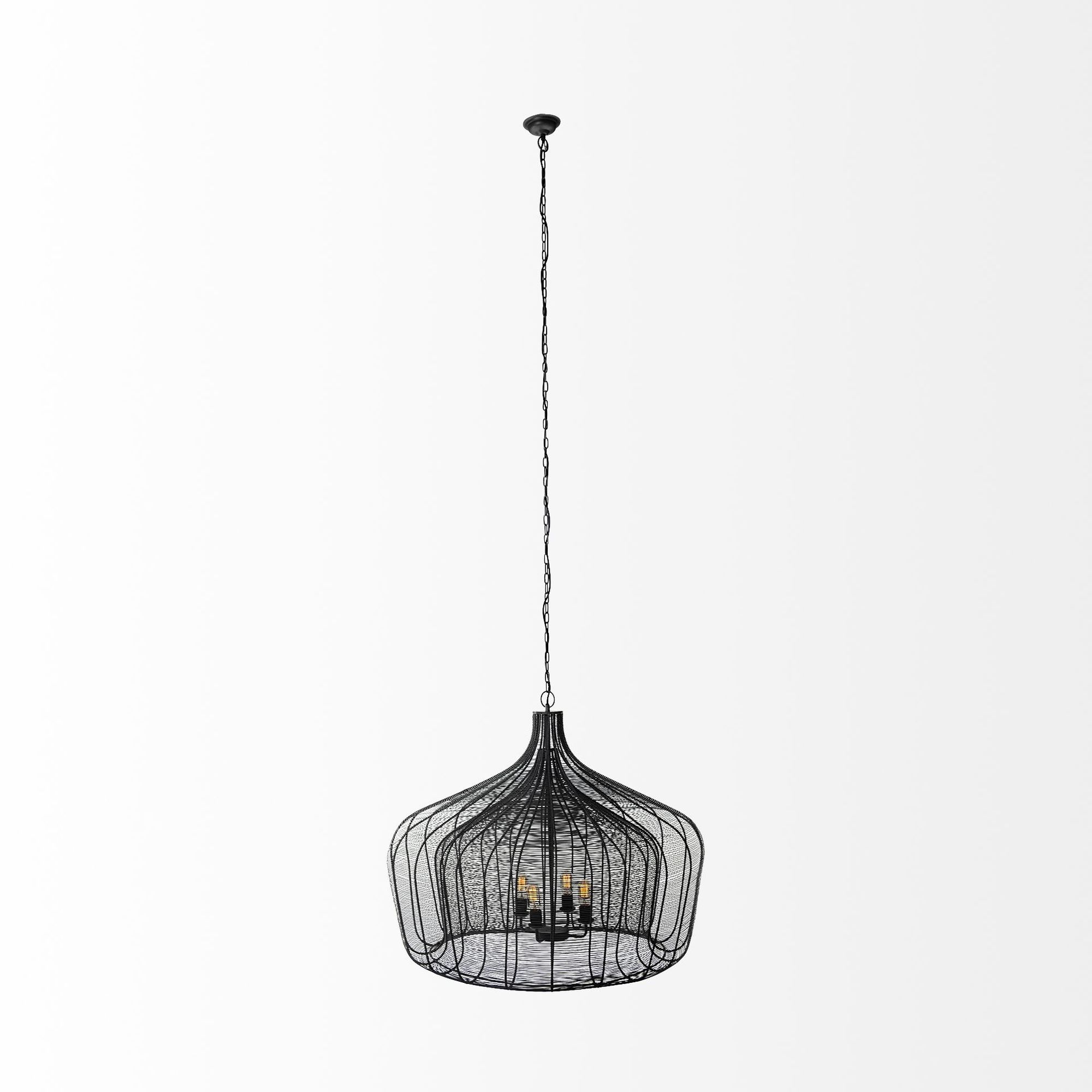 Mercana - Camila Black Metal Mesh-Style Four Bulb Chandelier