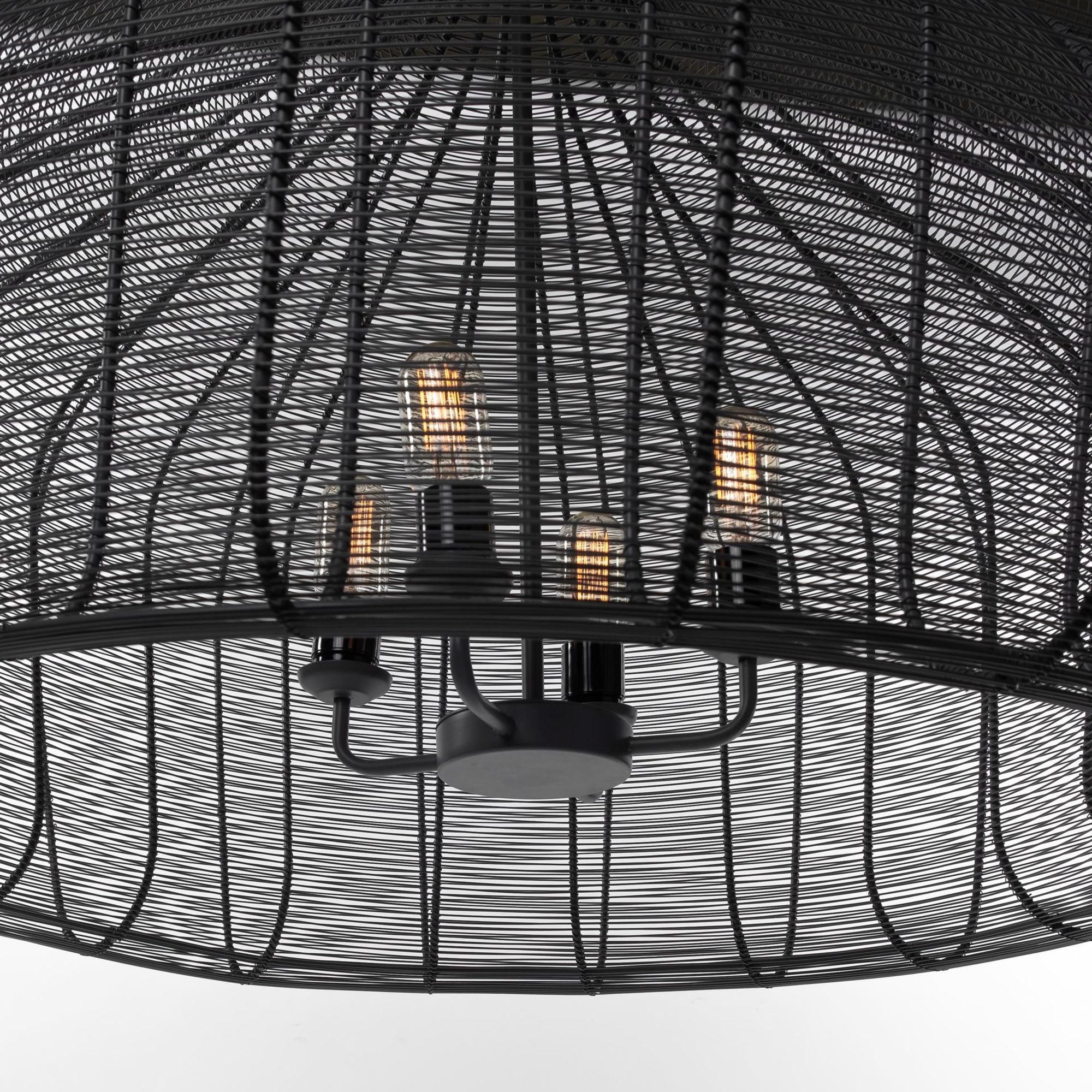 Mercana - Camila Black Metal Mesh-Style Four Bulb Chandelier