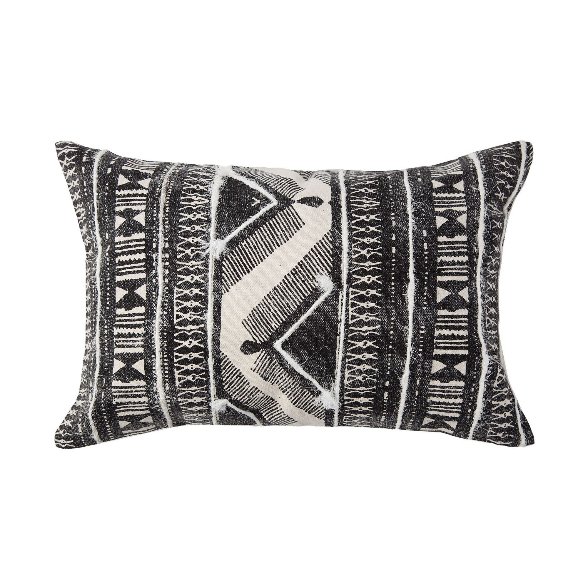 Mercana Beveridge II 14 x 26 Black And White Embroidered Pattern Decorative Pillow Cover