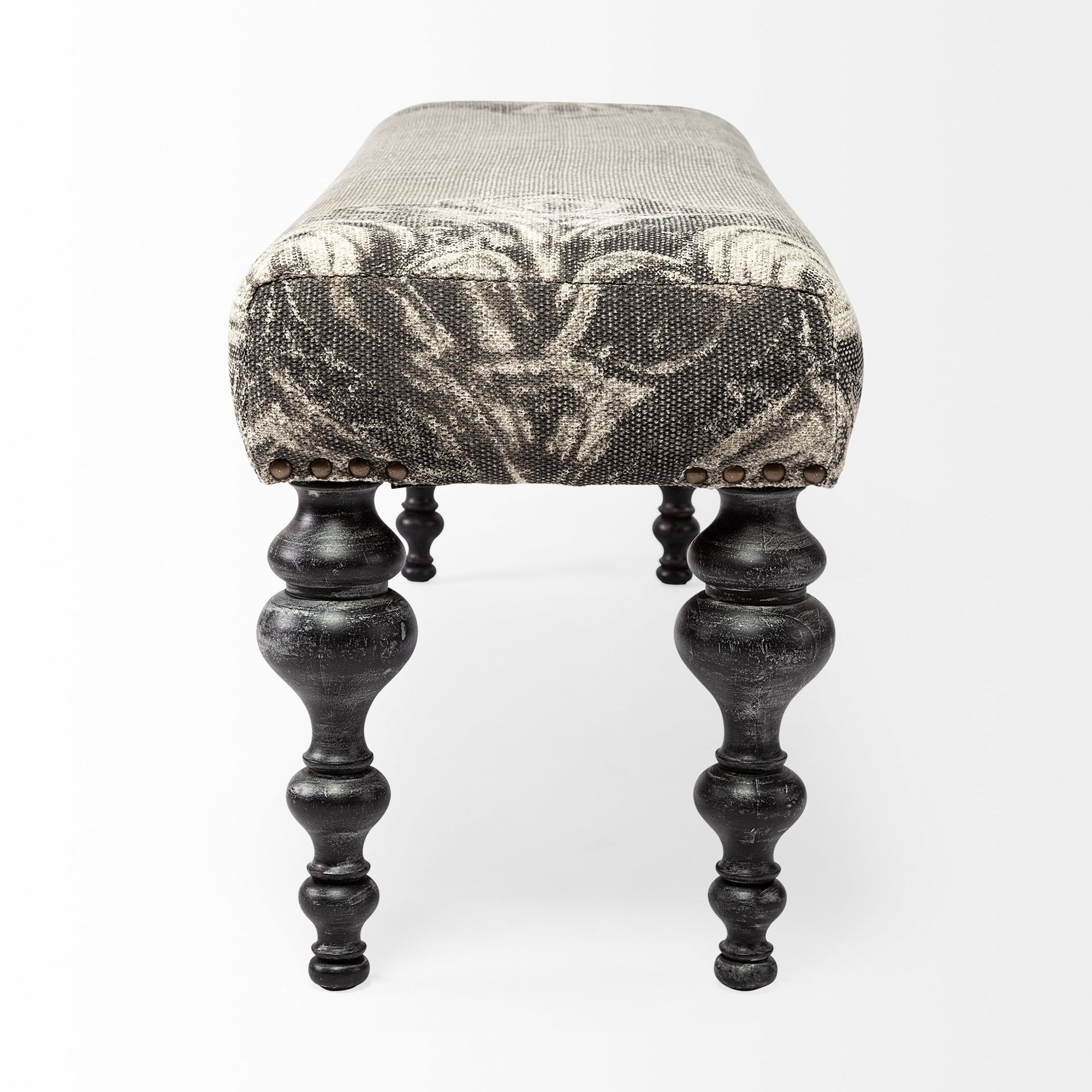 Mercana - Alhambra Bench with Black Wood Legs in Gray