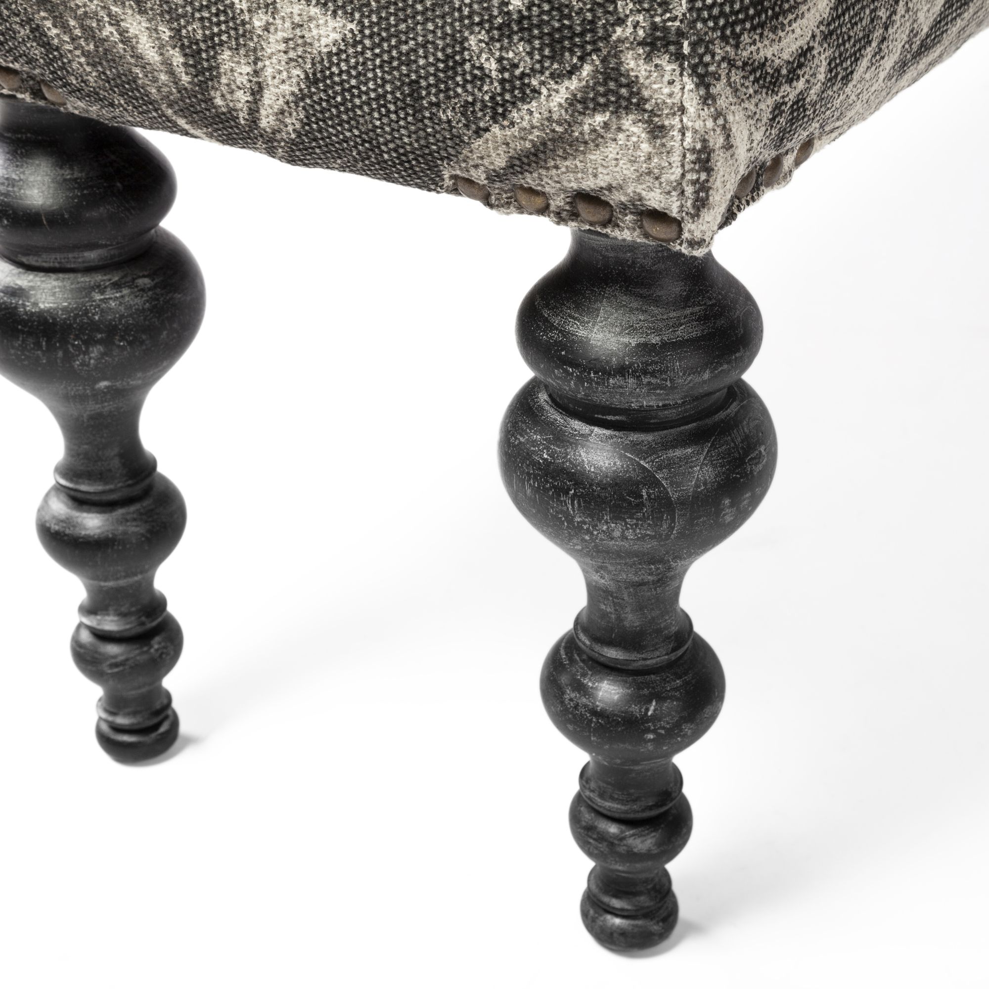 Mercana - Alhambra Bench with Black Wood Legs in Gray