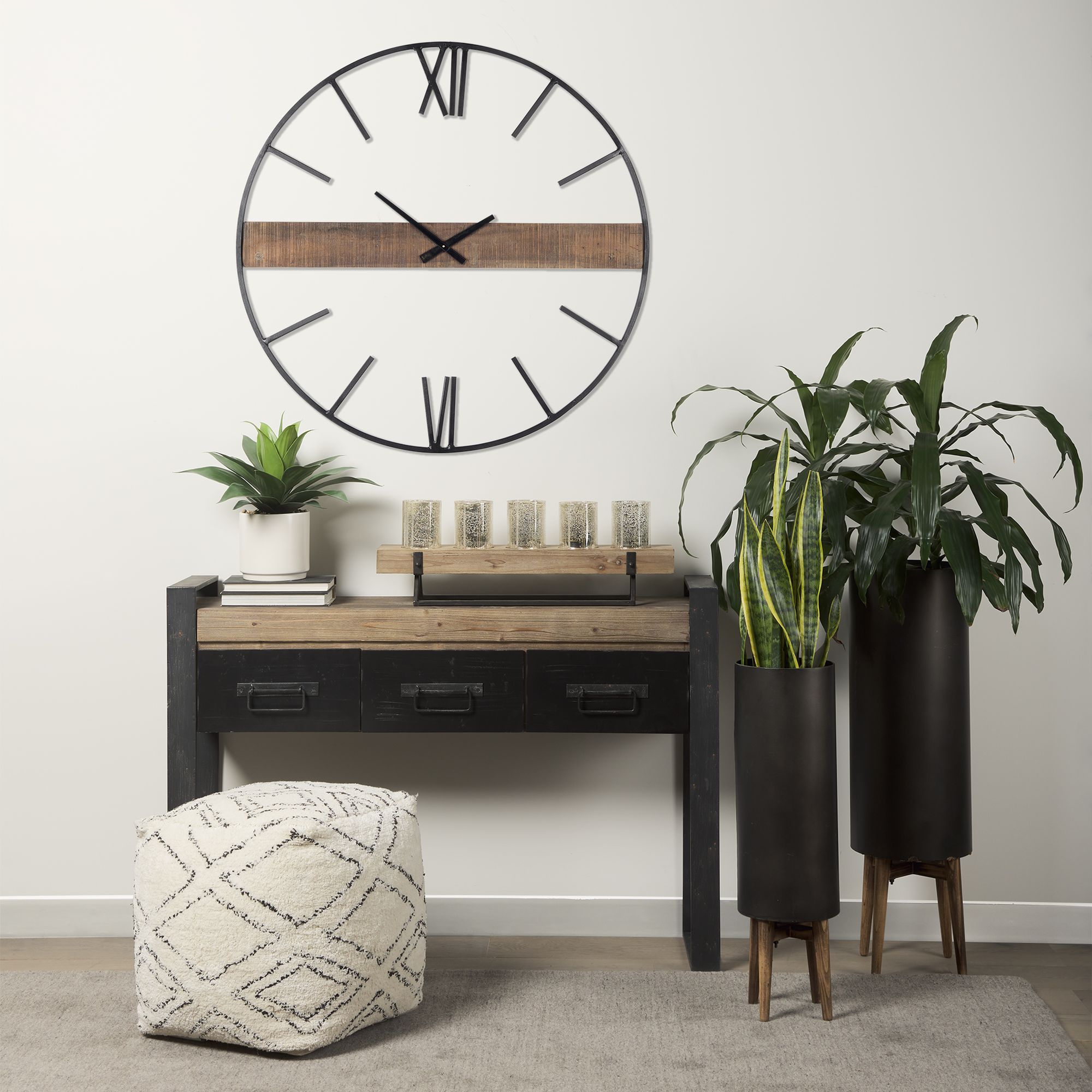 Mercana - Roman 36" Round Oversize Industrial Wall Clock