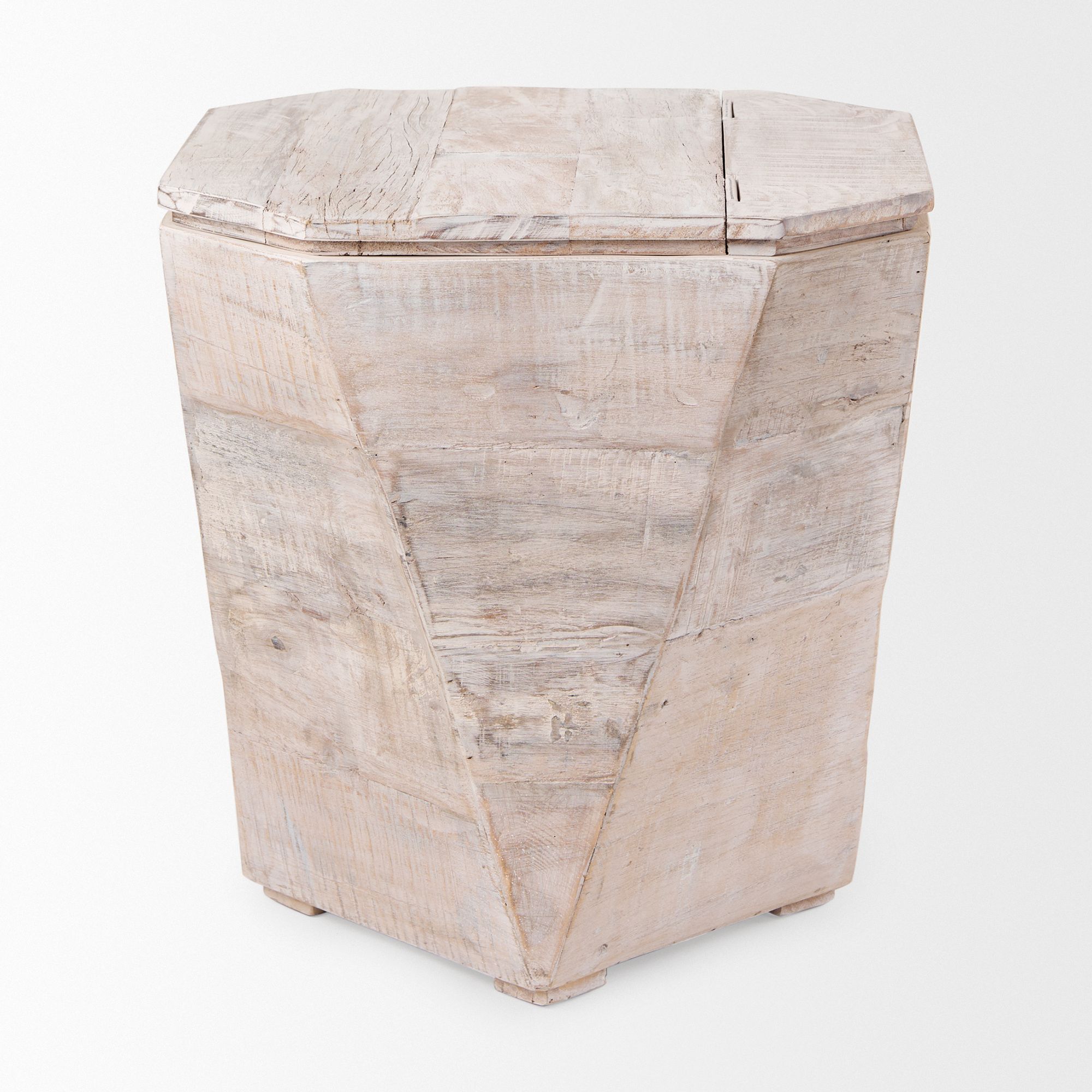 Mercana Esagono End Table with Storage - Whitewash