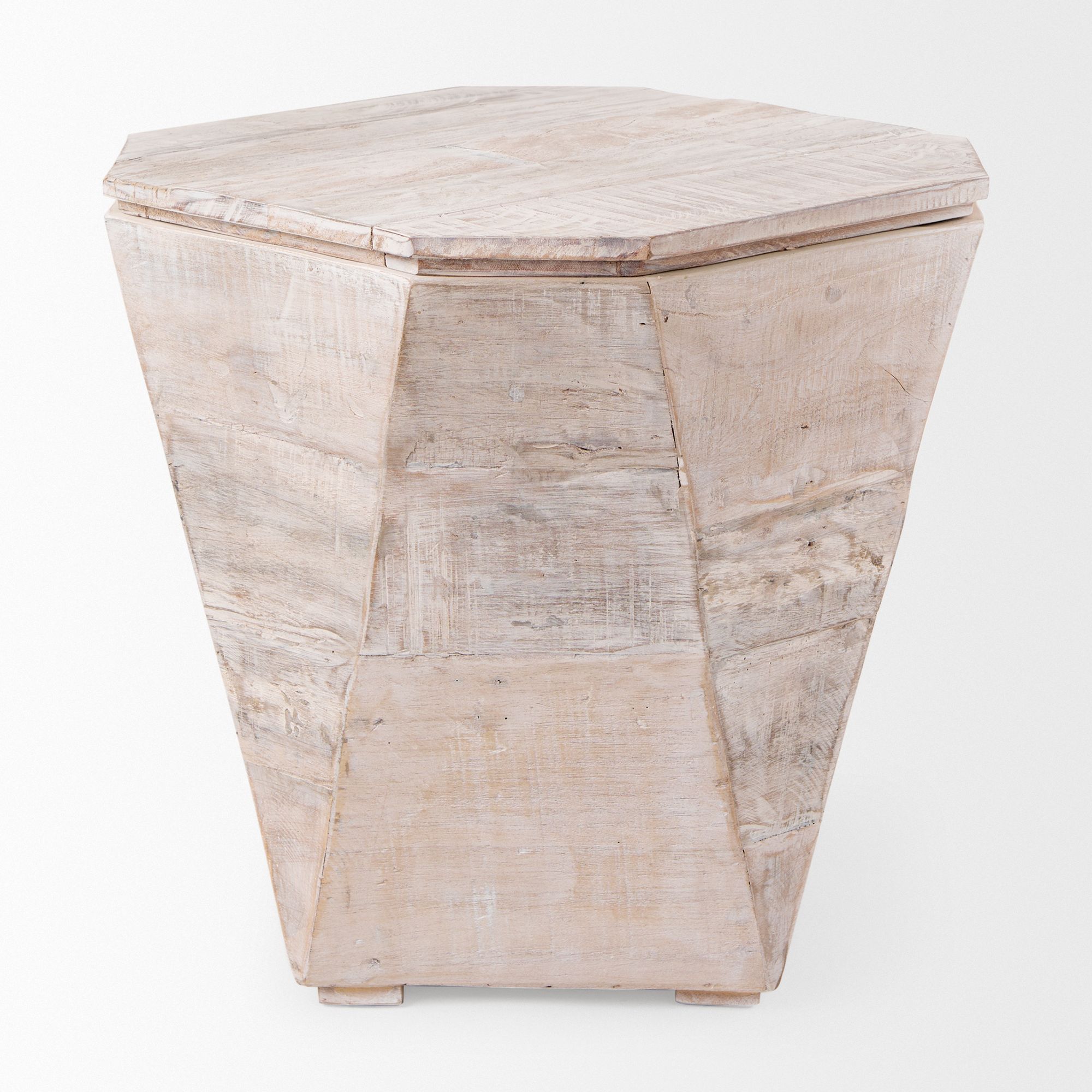 Mercana Esagono End Table with Storage - Whitewash