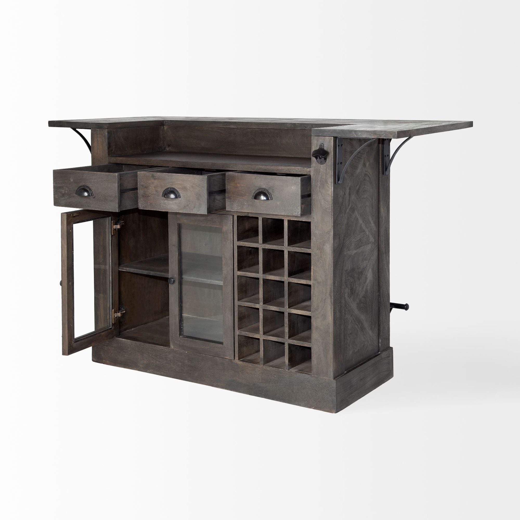 Mercana - Cheers Kitchen Island with Wine Bottle Storage in Dark Brown