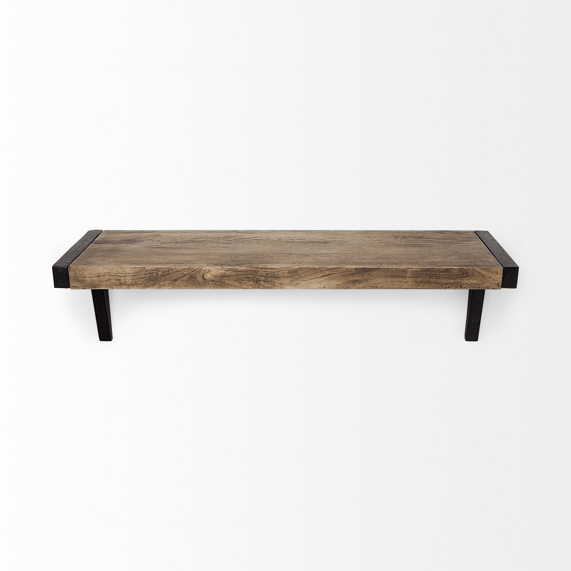 Mercana Dion II Wood Wall Shelf with Black Metal - Brown