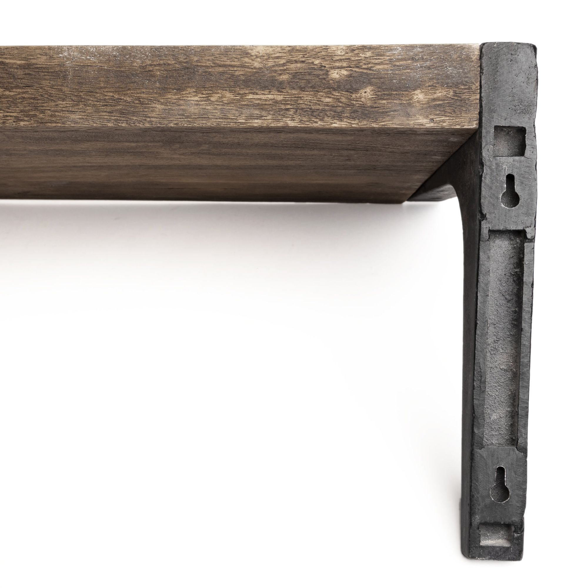 Mercana Dion II Wood Wall Shelf with Black Metal - Brown