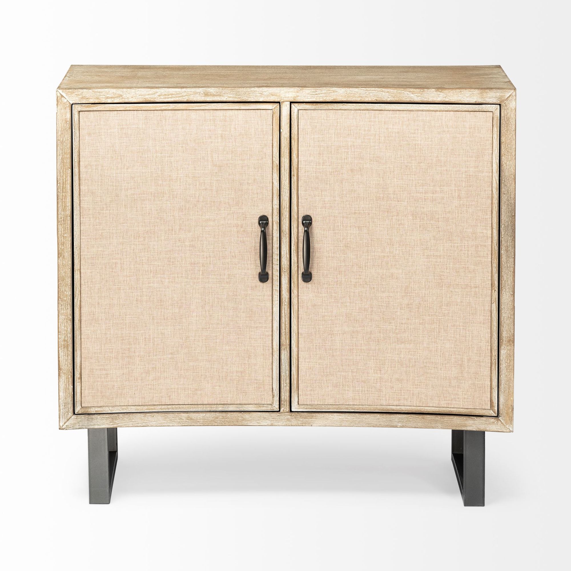 Mercana - Bellefontaine Natural Fir Veneer And Fabric 2 Door Accent Cabinet