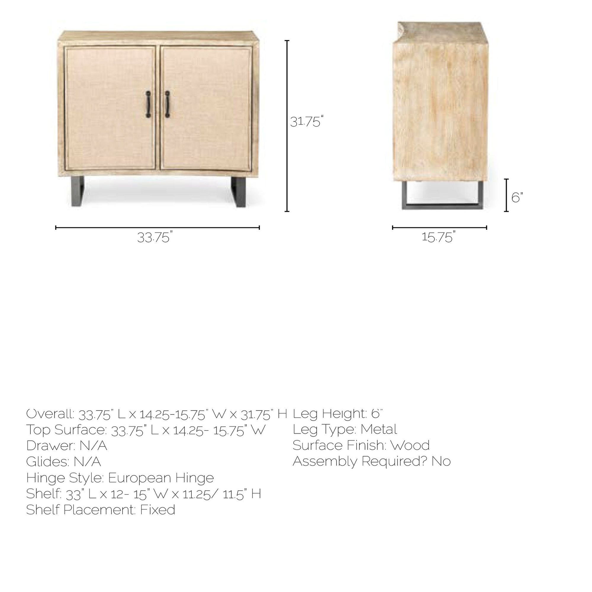 Mercana - Bellefontaine Natural Fir Veneer And Fabric 2 Door Accent Cabinet