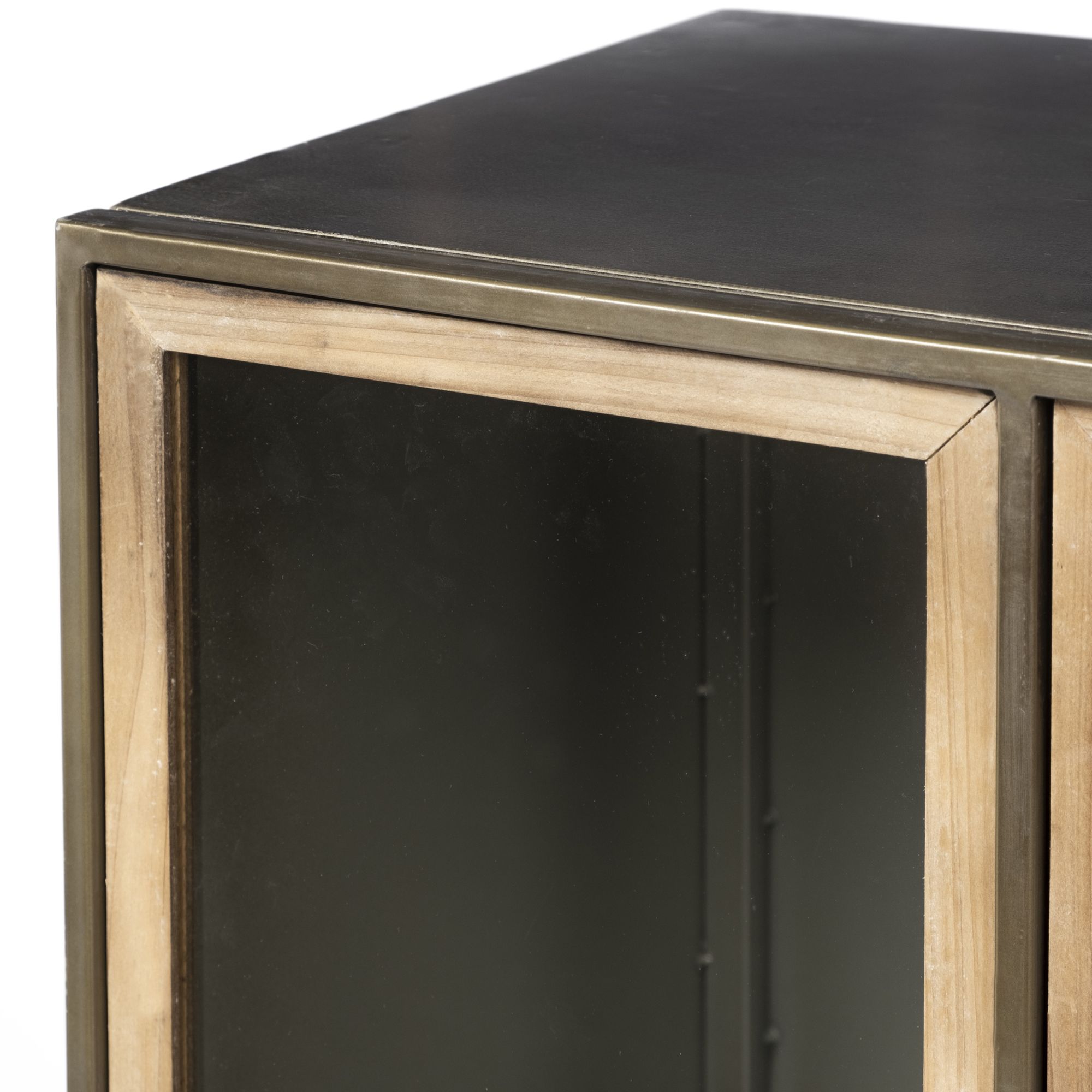 Mercana - Pandora II Brown Wood and Metal Glass Door Display Cabinet