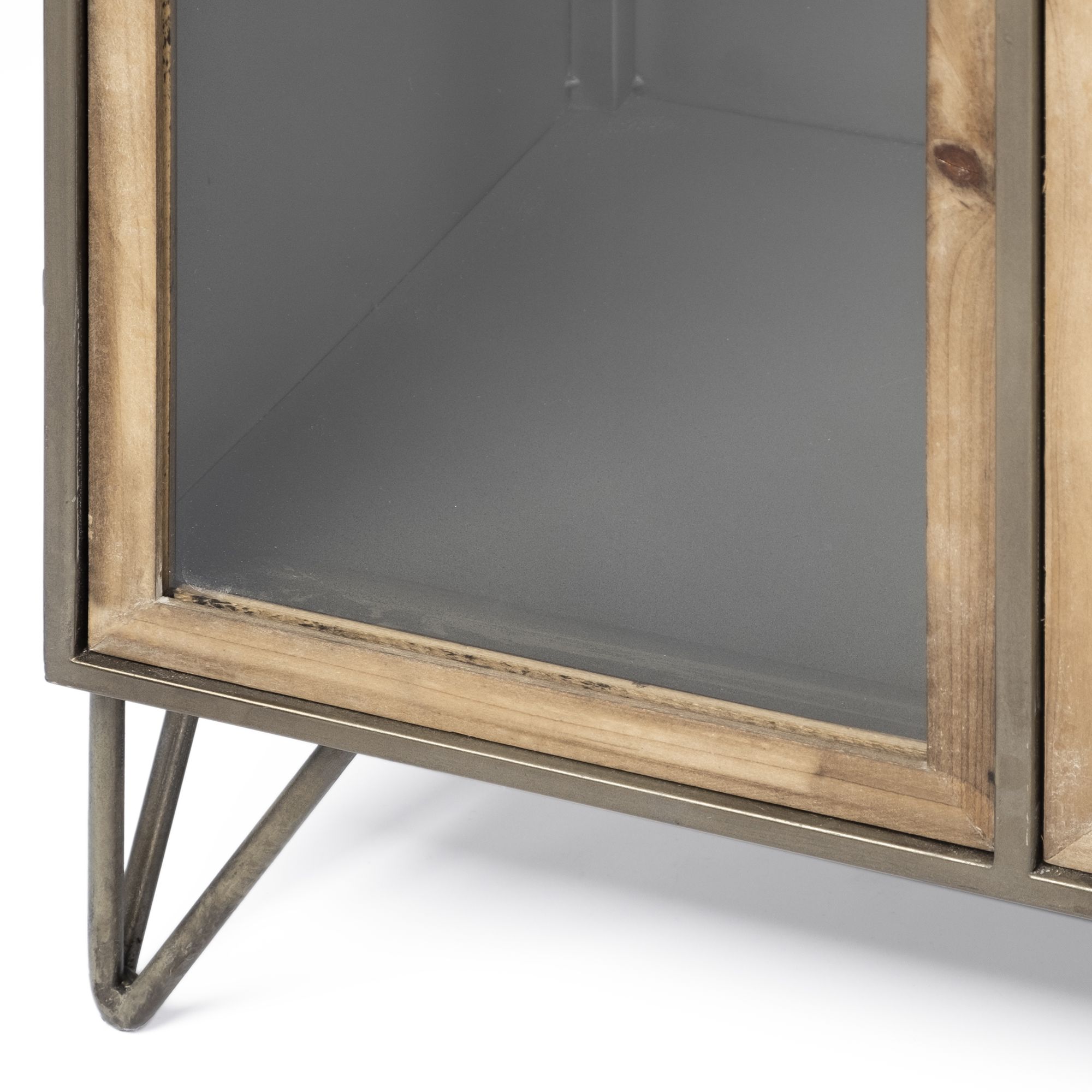 Mercana - Pandora II Brown Wood and Metal Glass Door Display Cabinet