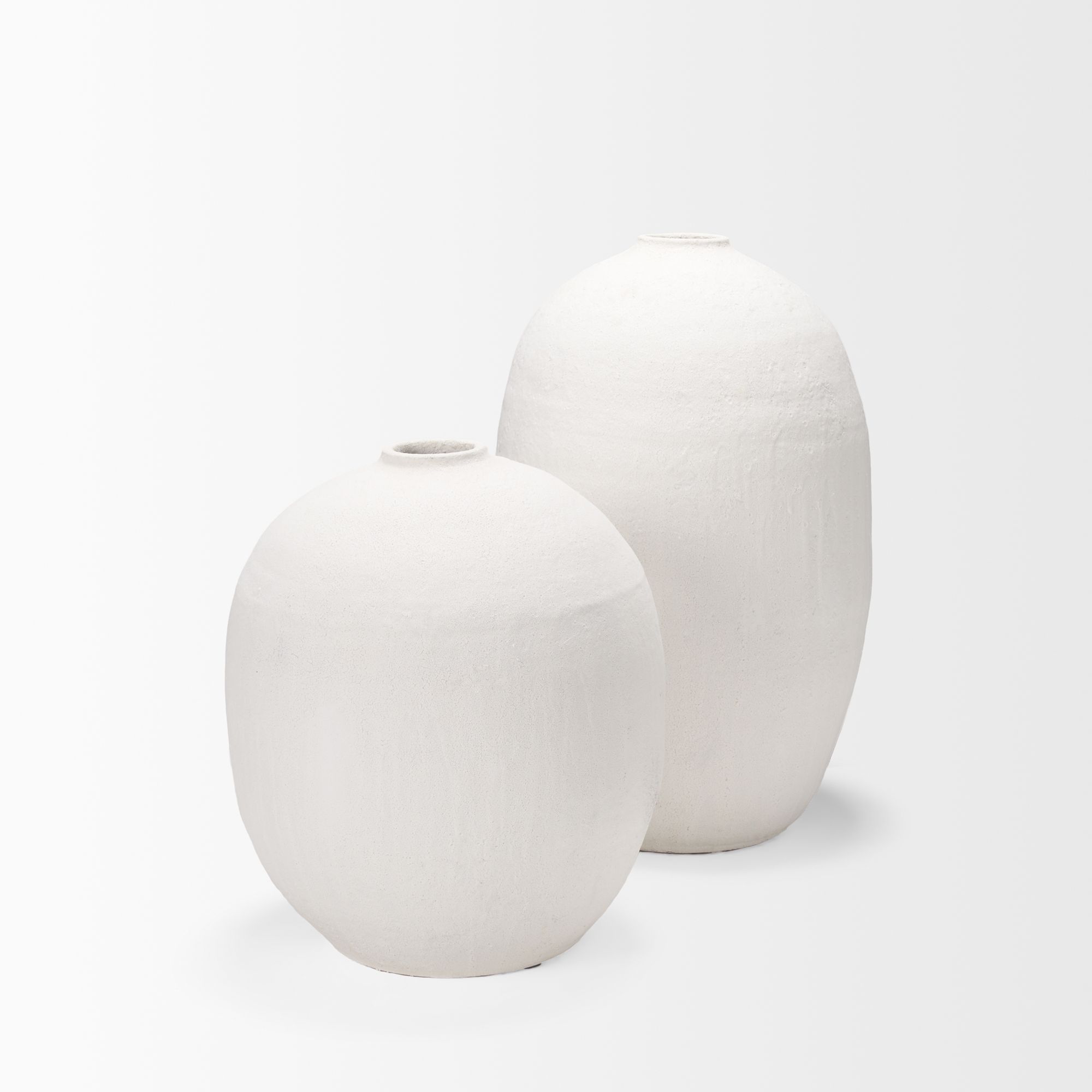 Mercana Karakum I Short Textured Ceramic Vase - White