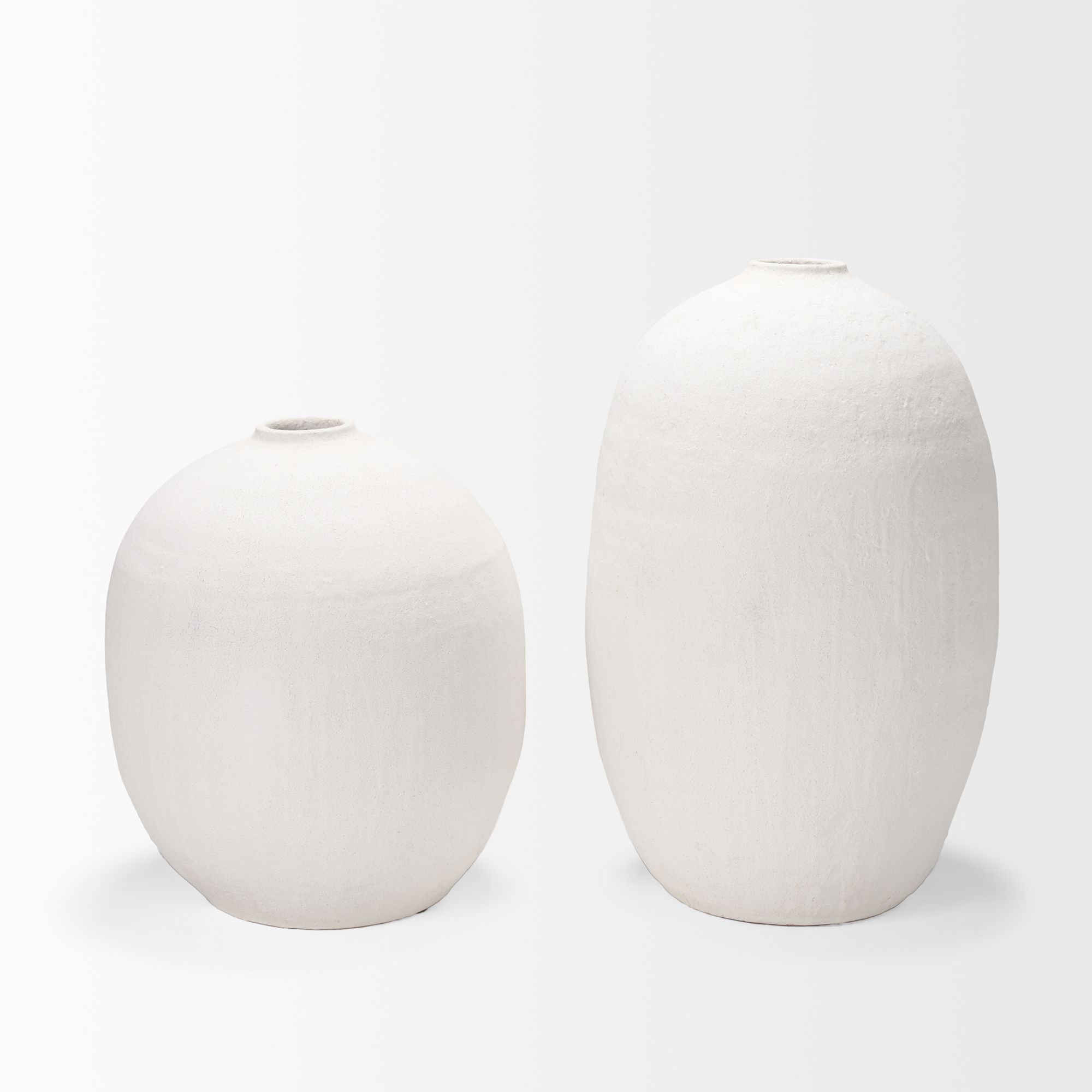 Mercana Karakum I Short Textured Ceramic Vase - White