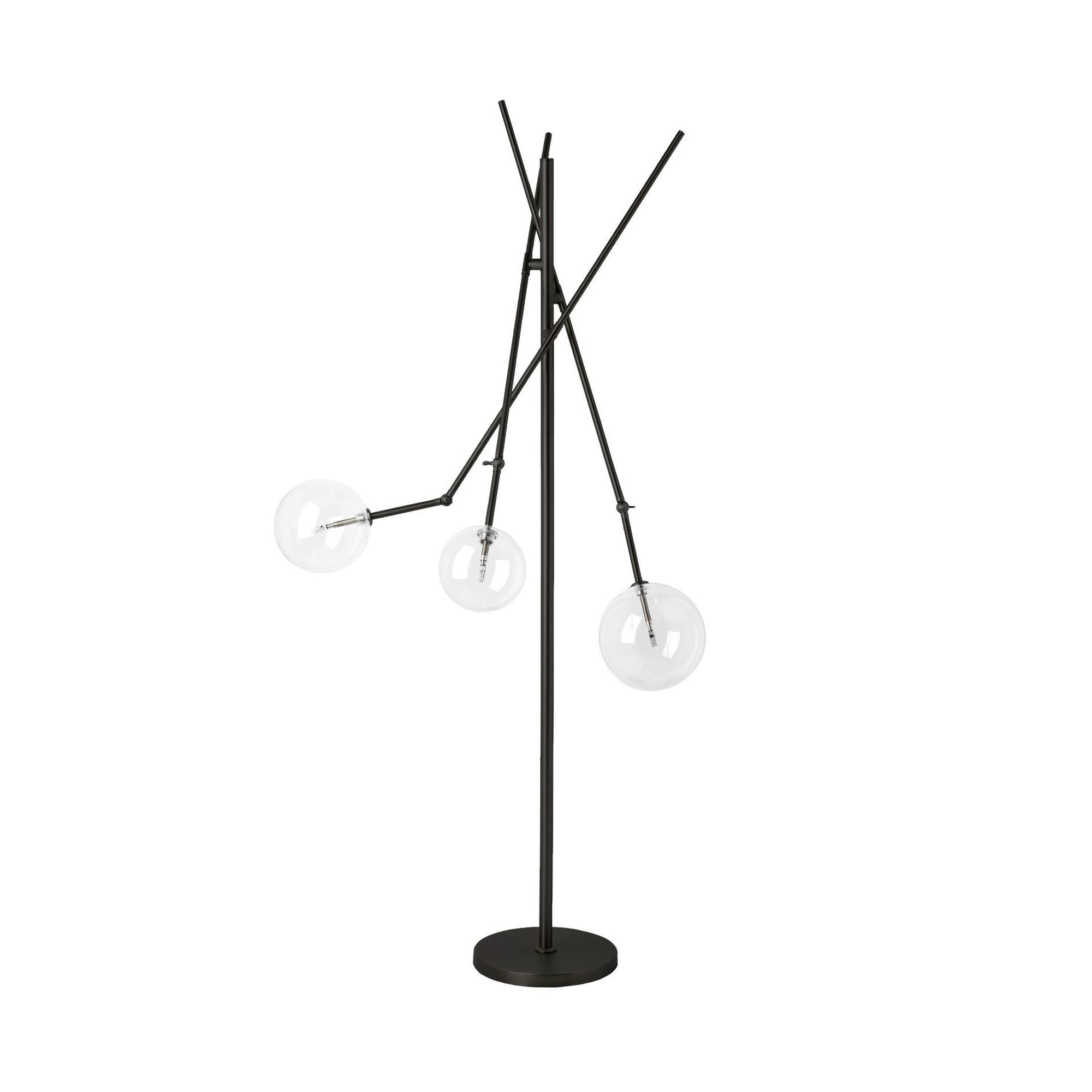 Mercana - Connor II Black Metal Glass Globe Three Light Floor Lamp