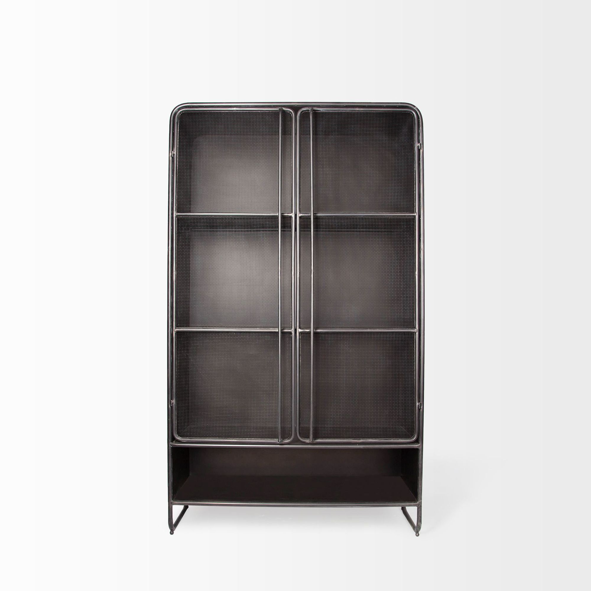 Mercana - Klaus Dark Brown Polished Metal Mesh Door Display Cabinet