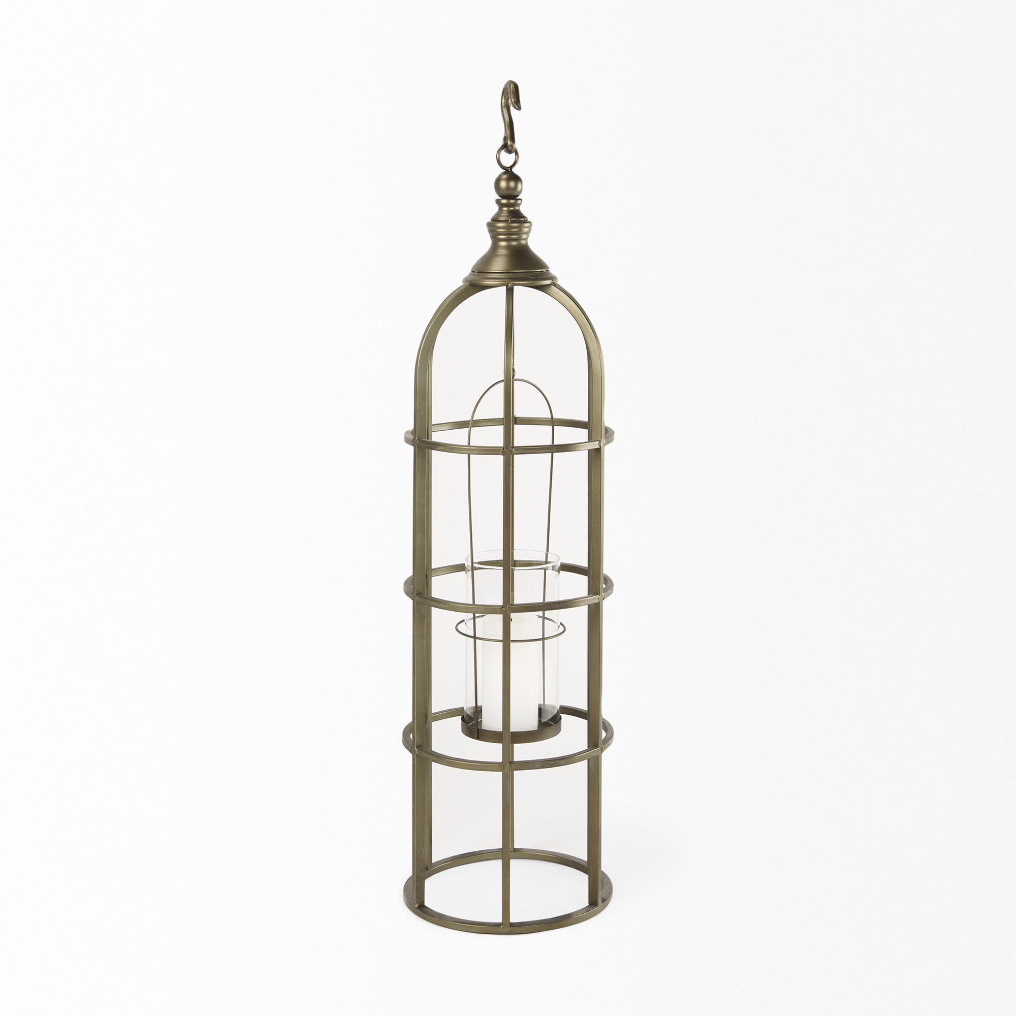 Mercana Gerson Large Candle Holder Lantern - Gold, Metal