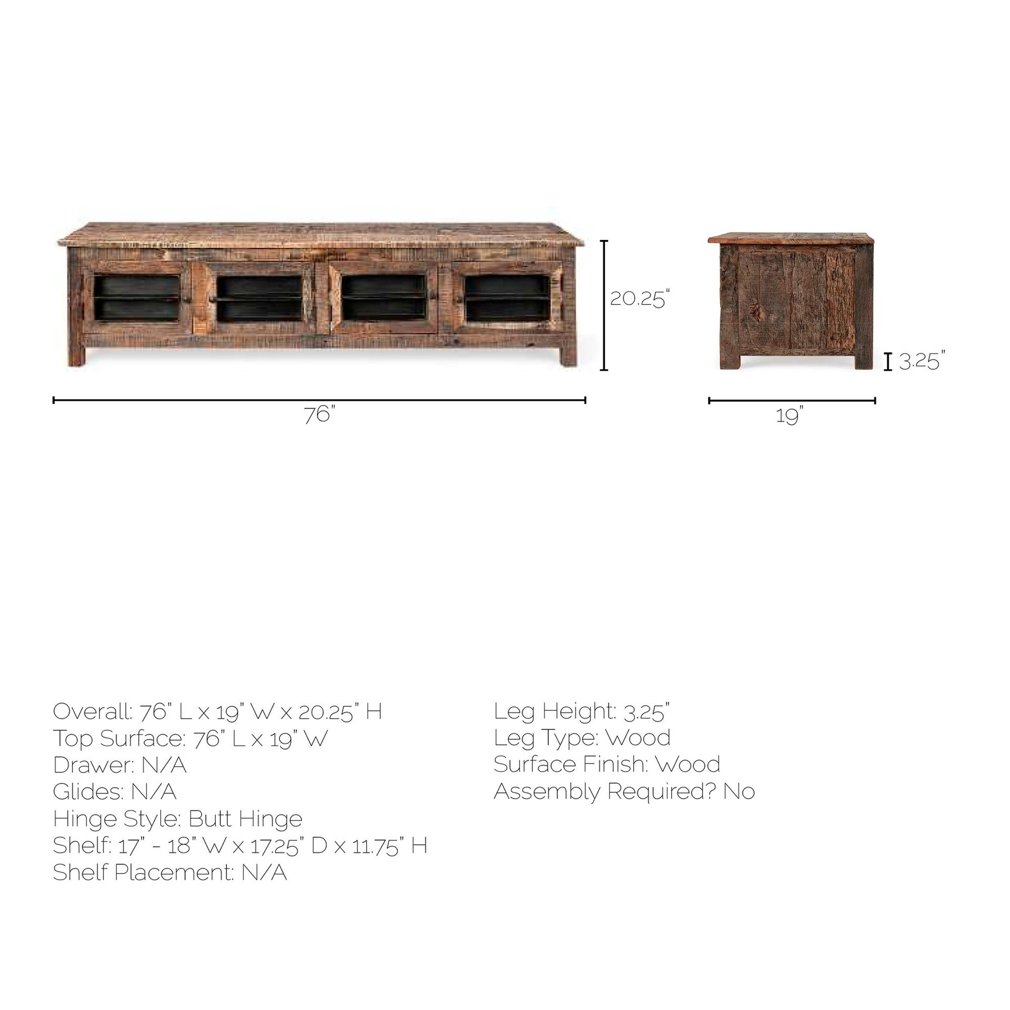 Mercana - Wilton Media Console in Rustic, Wood/Metal