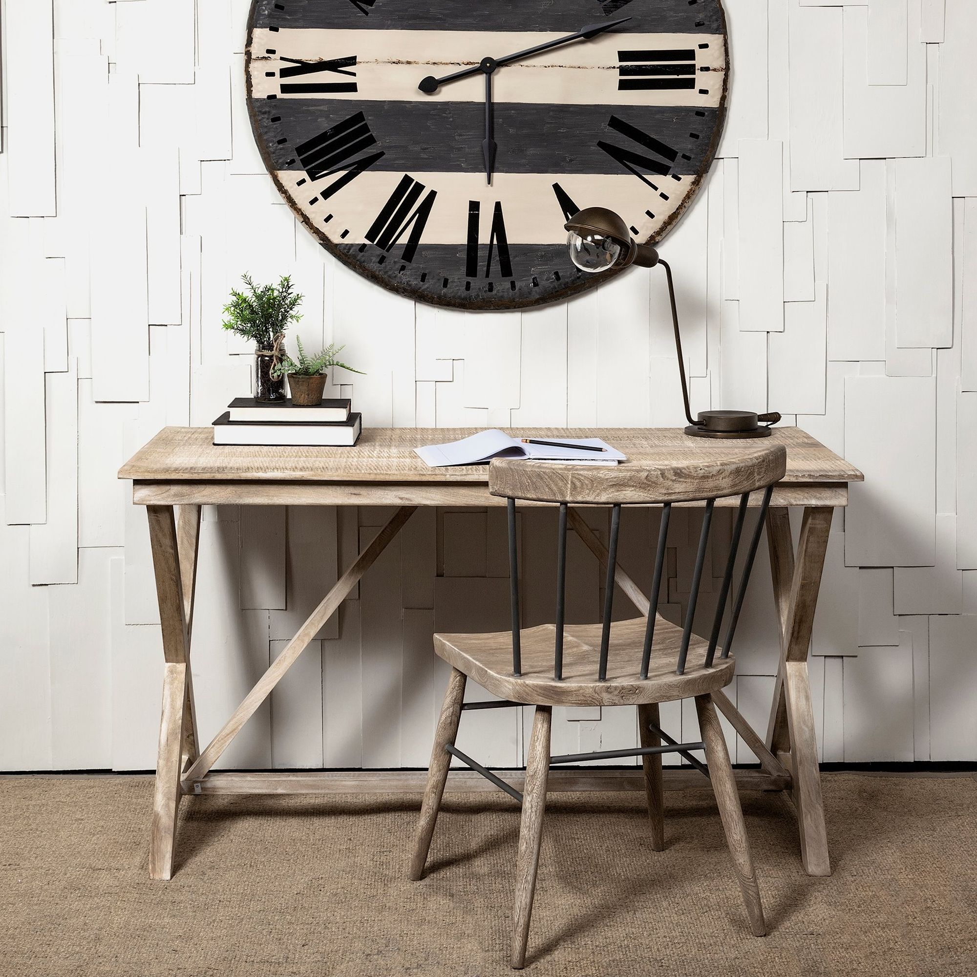 Mercana - Tracy Natural X Frame Wood Office Desk