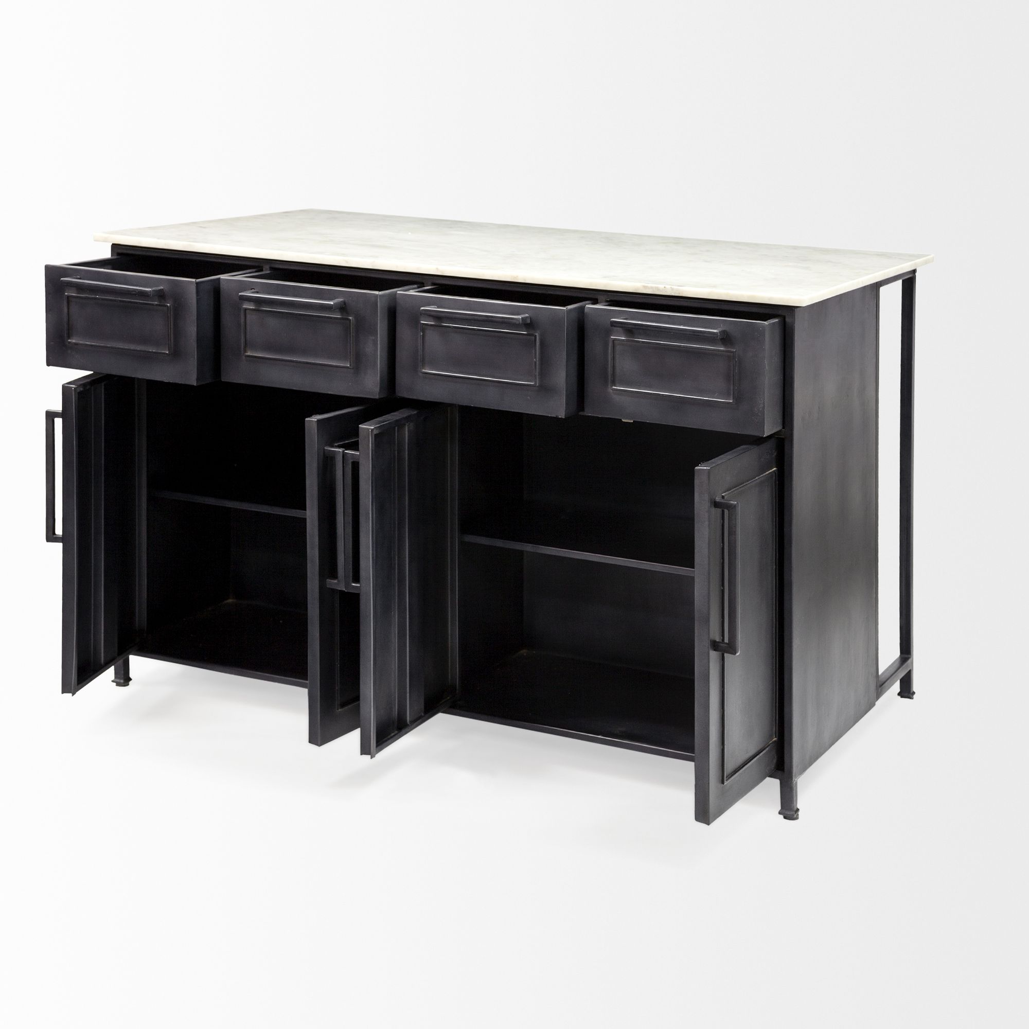 Mercana - Fieri Kitchen Island with 4 Drawers in Black