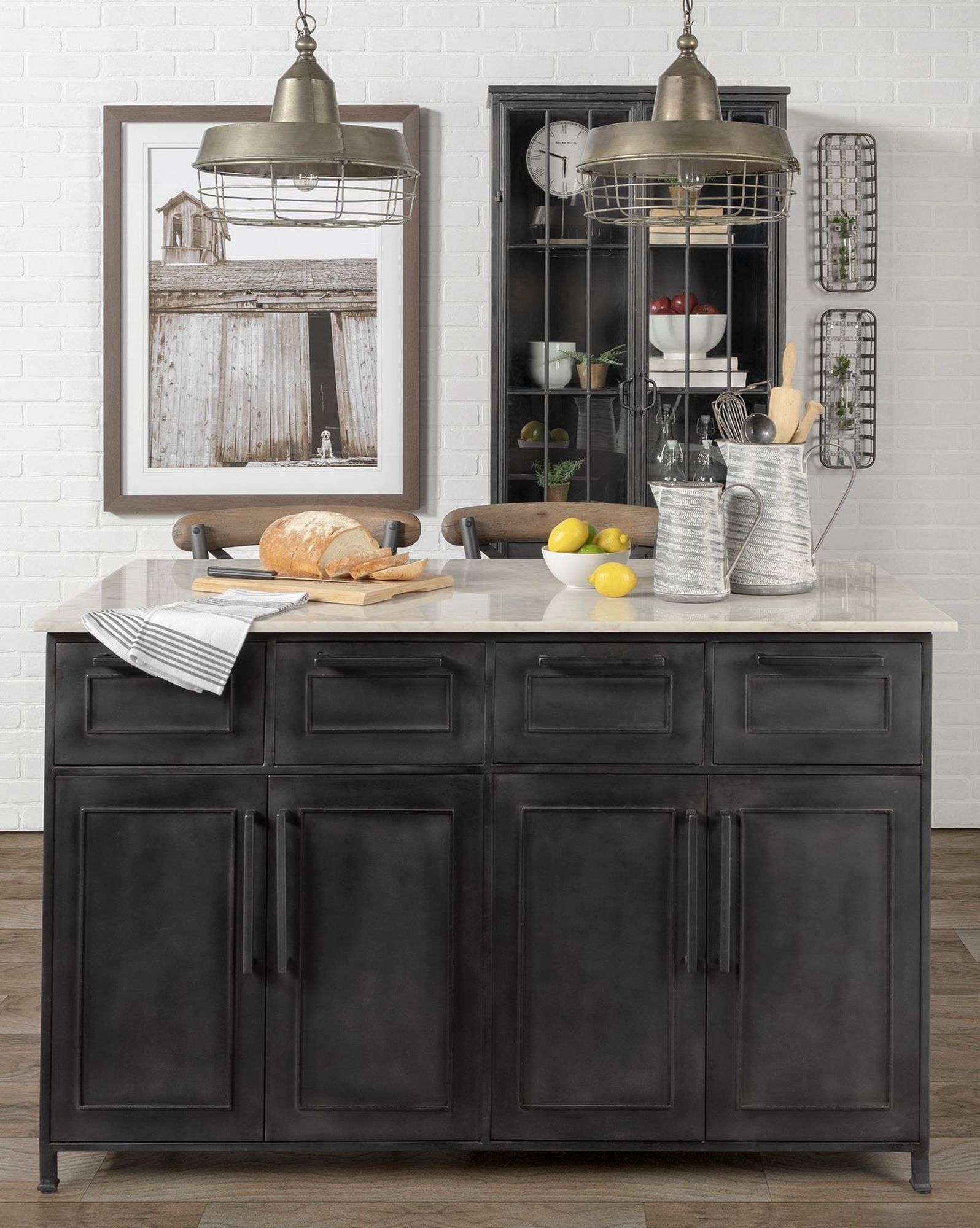 Mercana - Fieri Kitchen Island with 4 Drawers in Black