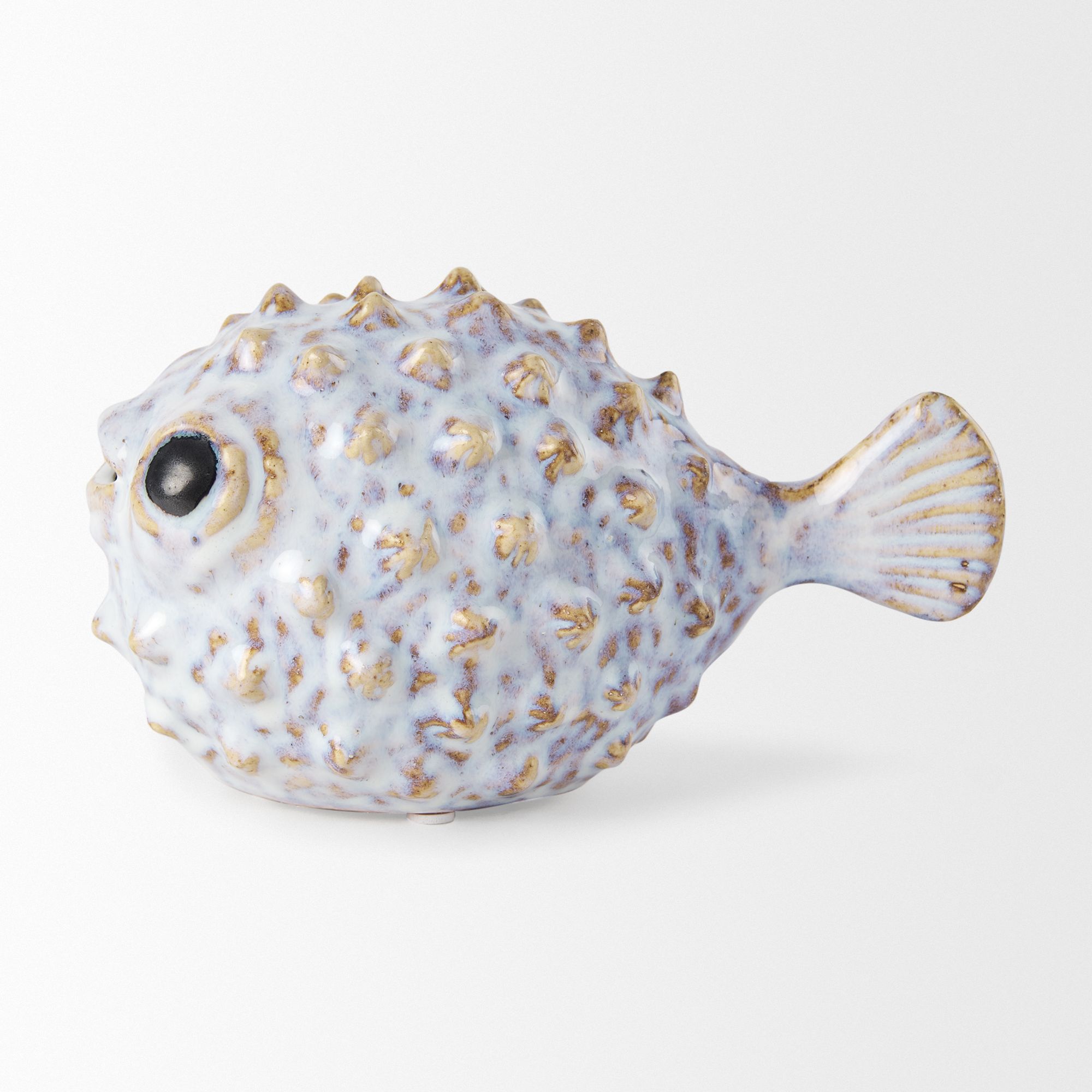 Mercana Spike I Small 8L x 4W Ceramic Puffer Fish - White