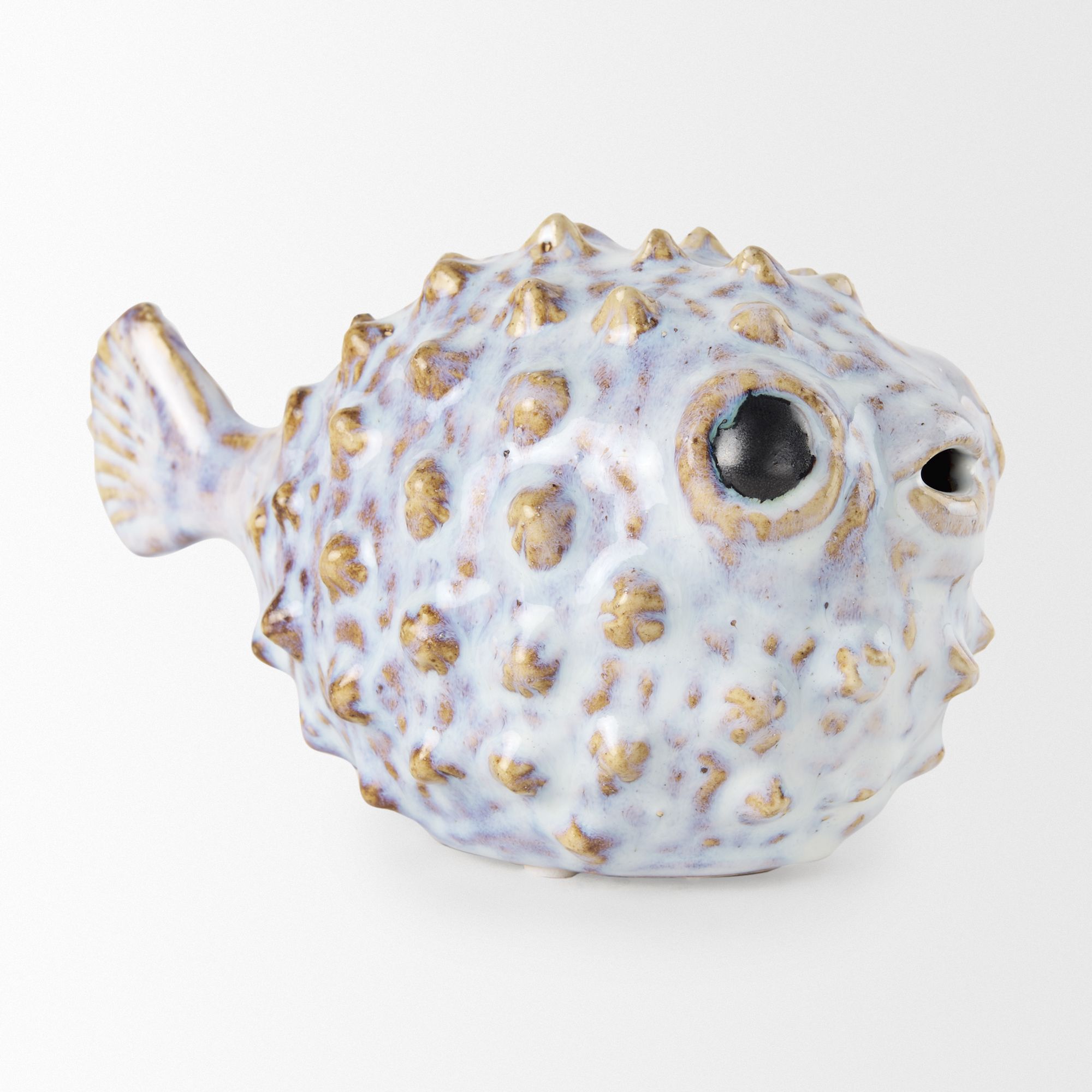 Mercana Spike I Small 8L x 4W Ceramic Puffer Fish - White