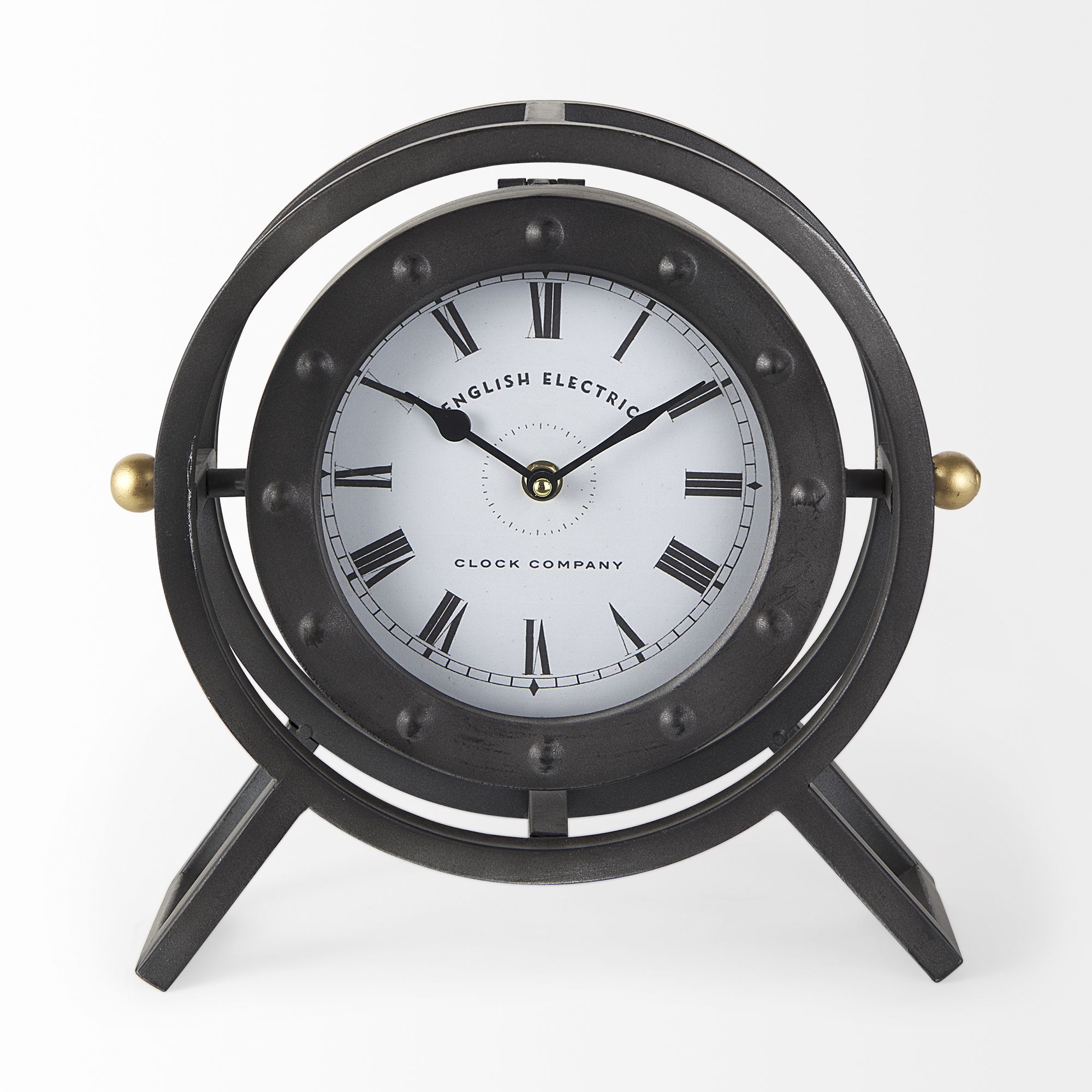 Mercana - Gaston Gray Metal Circular Table Clock