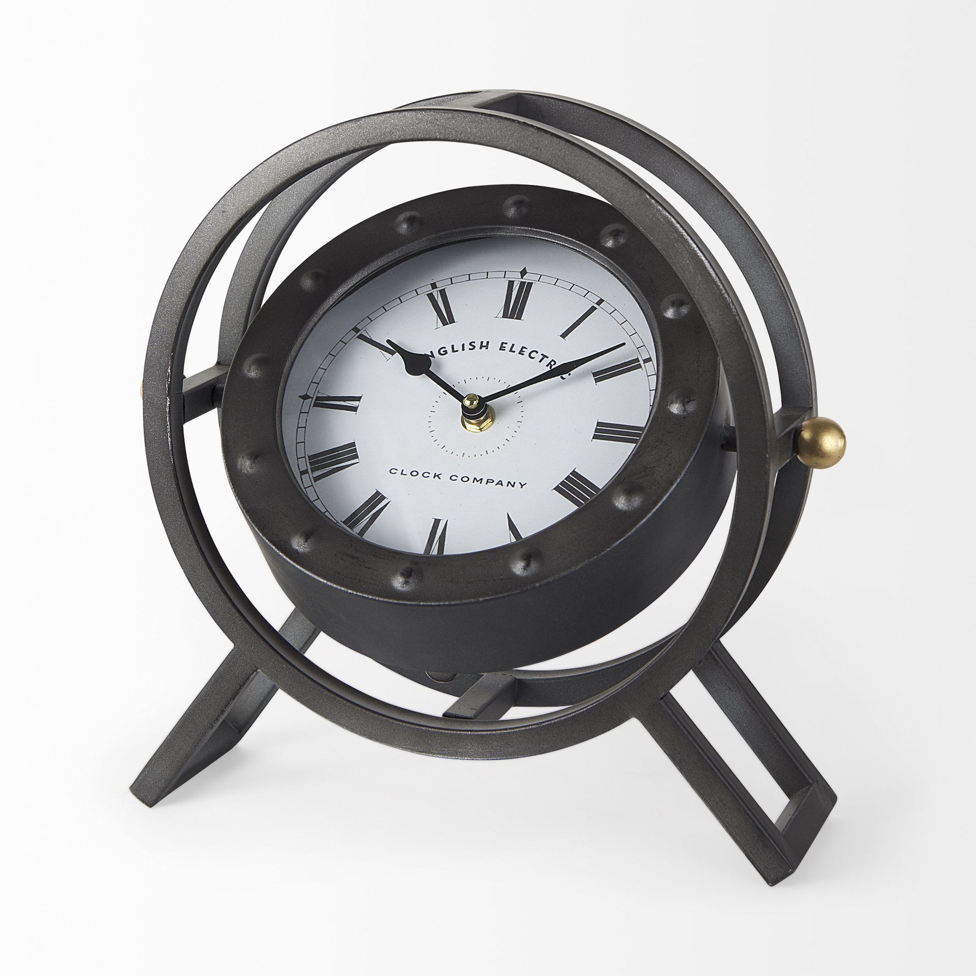 Mercana - Gaston Gray Metal Circular Table Clock