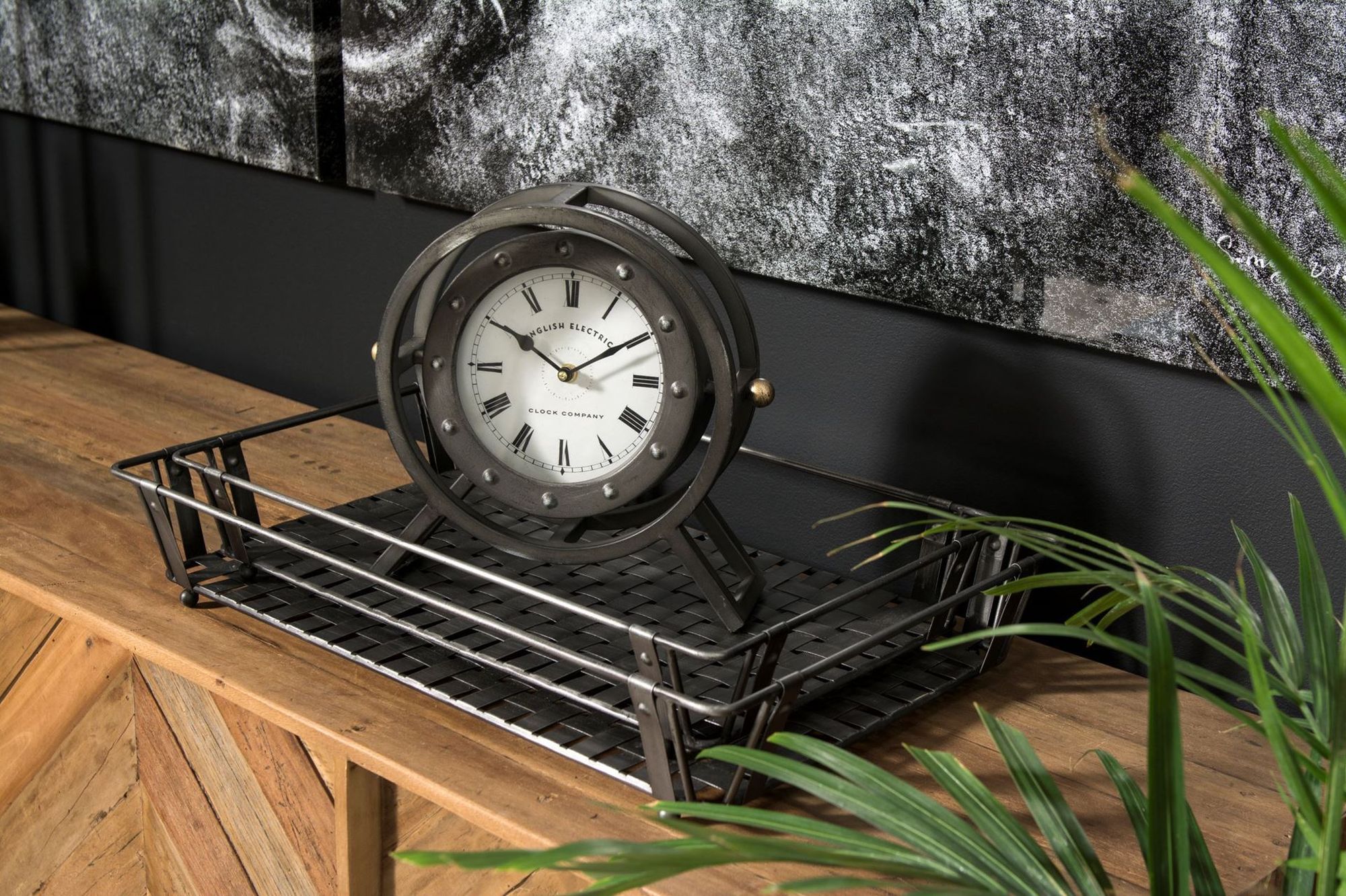 Mercana - Gaston Gray Metal Circular Table Clock