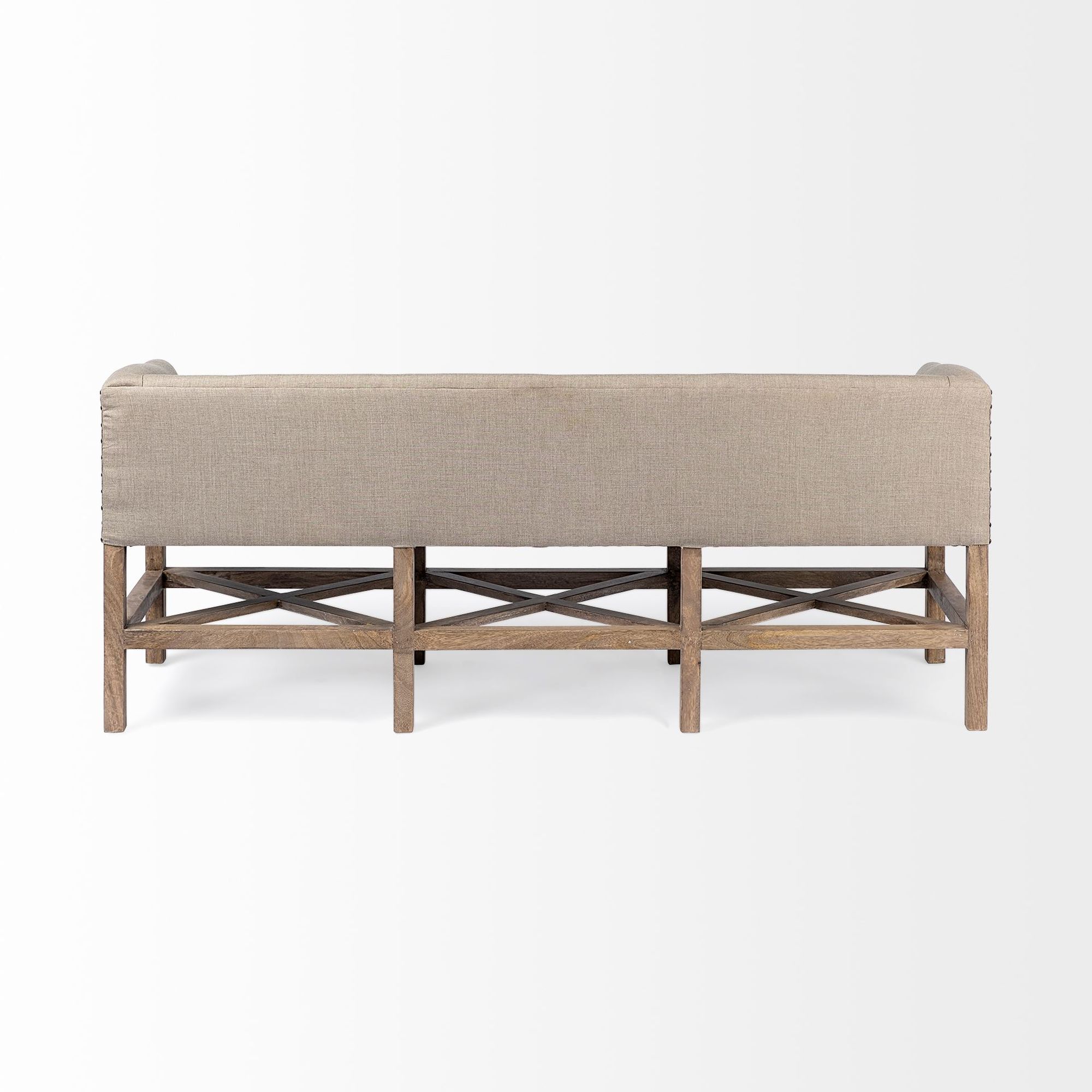 Mercana Bergen Bench with Brown Wood Frame - Beige