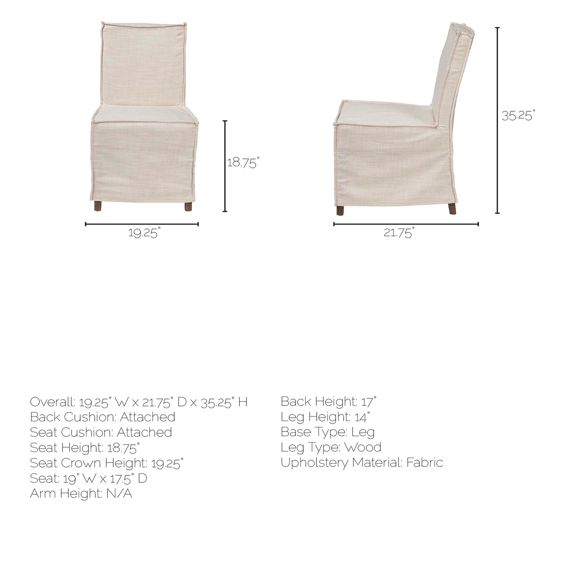 Mercana Elbert I Armless Dining Chair - Cream