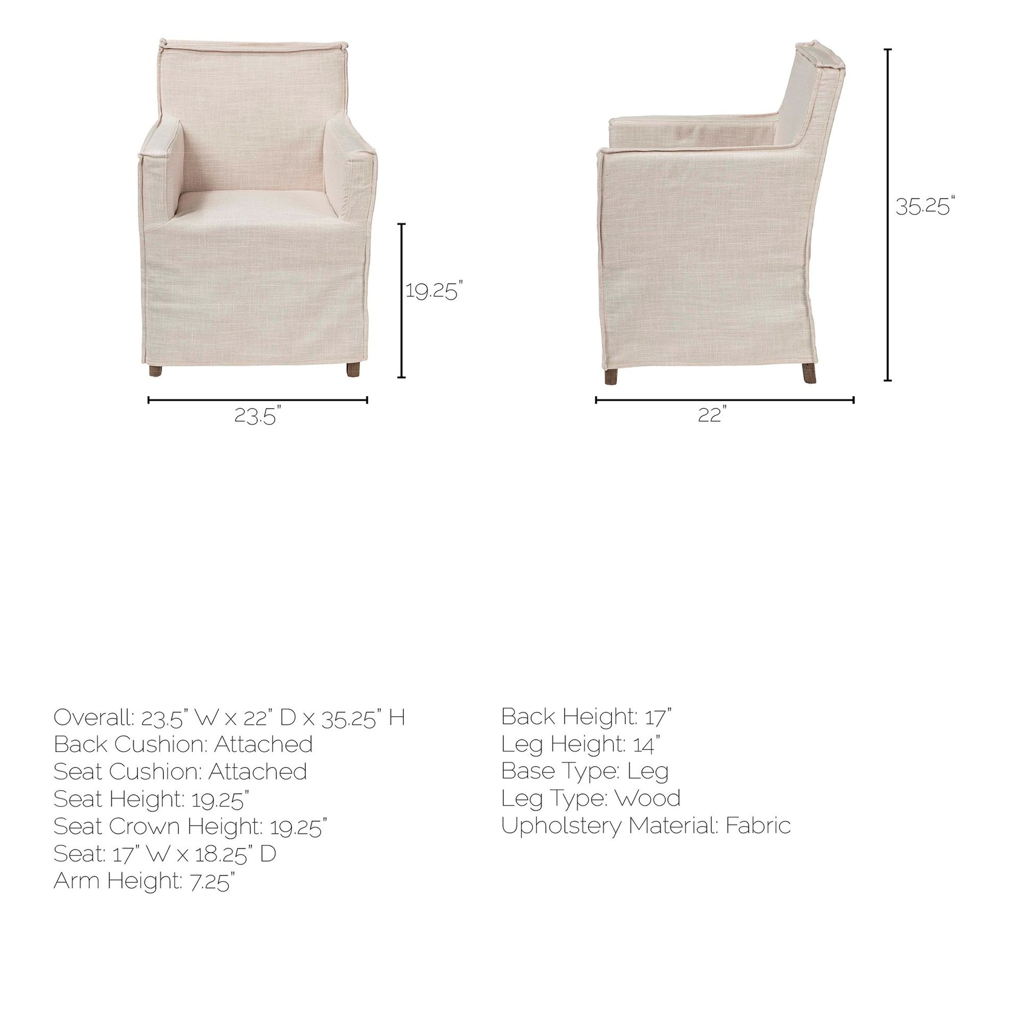 Mercana Elbert II Square Arms Dining Chair - Cream