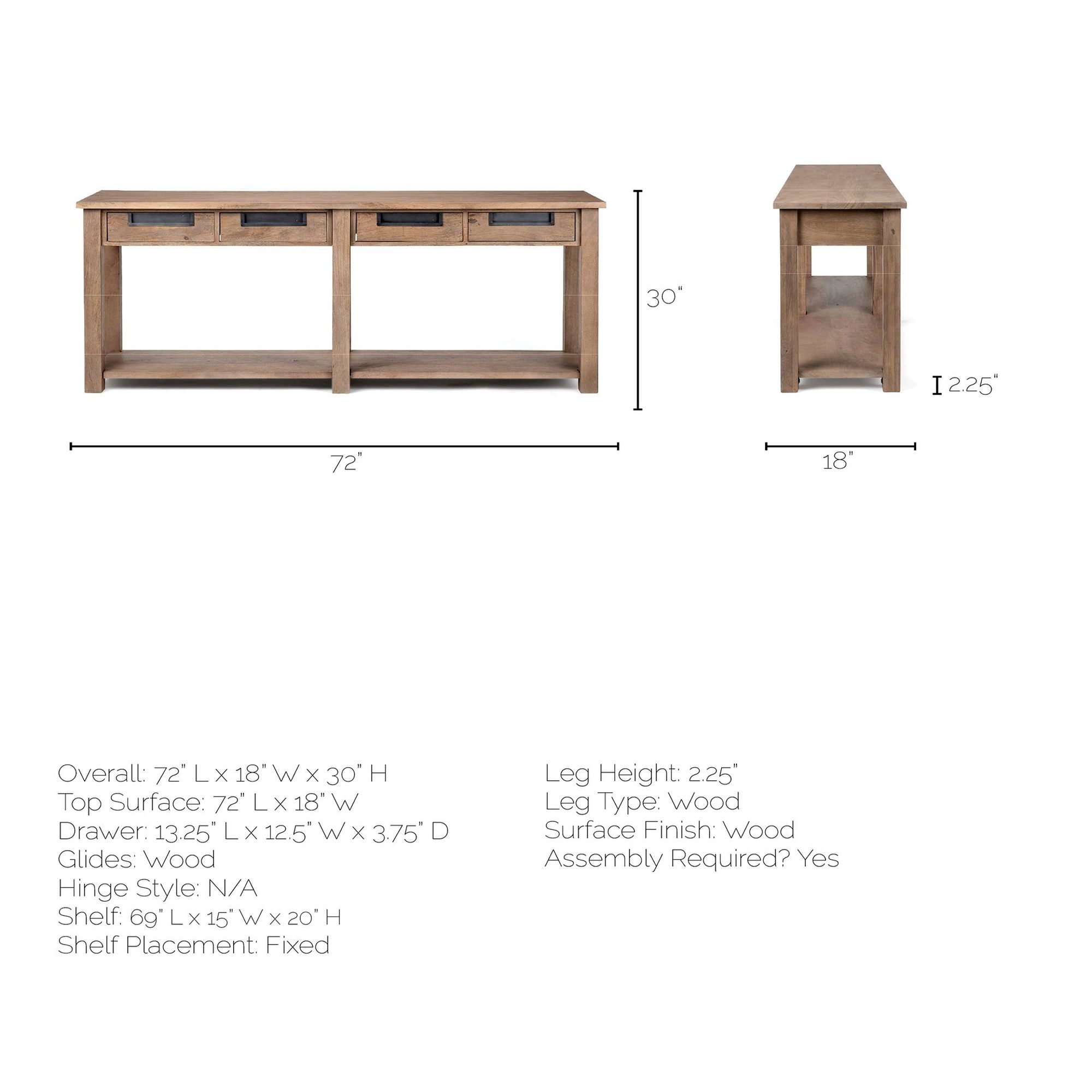 Mercana - Harrelson III Brown Wood 4 Drawer Console Table