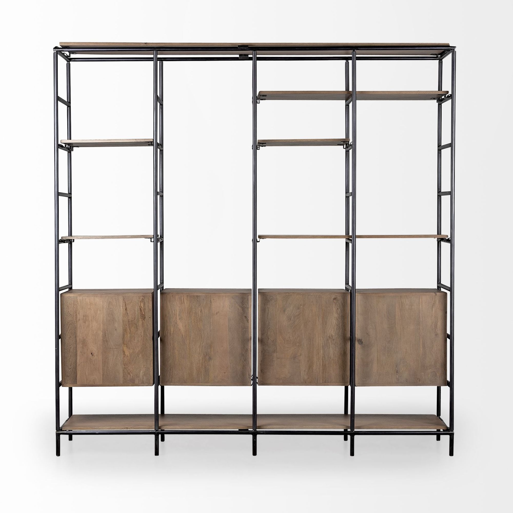 Mercana - Darius Medium Brown Wood and Metal Multi-Shelf Shelving Unit