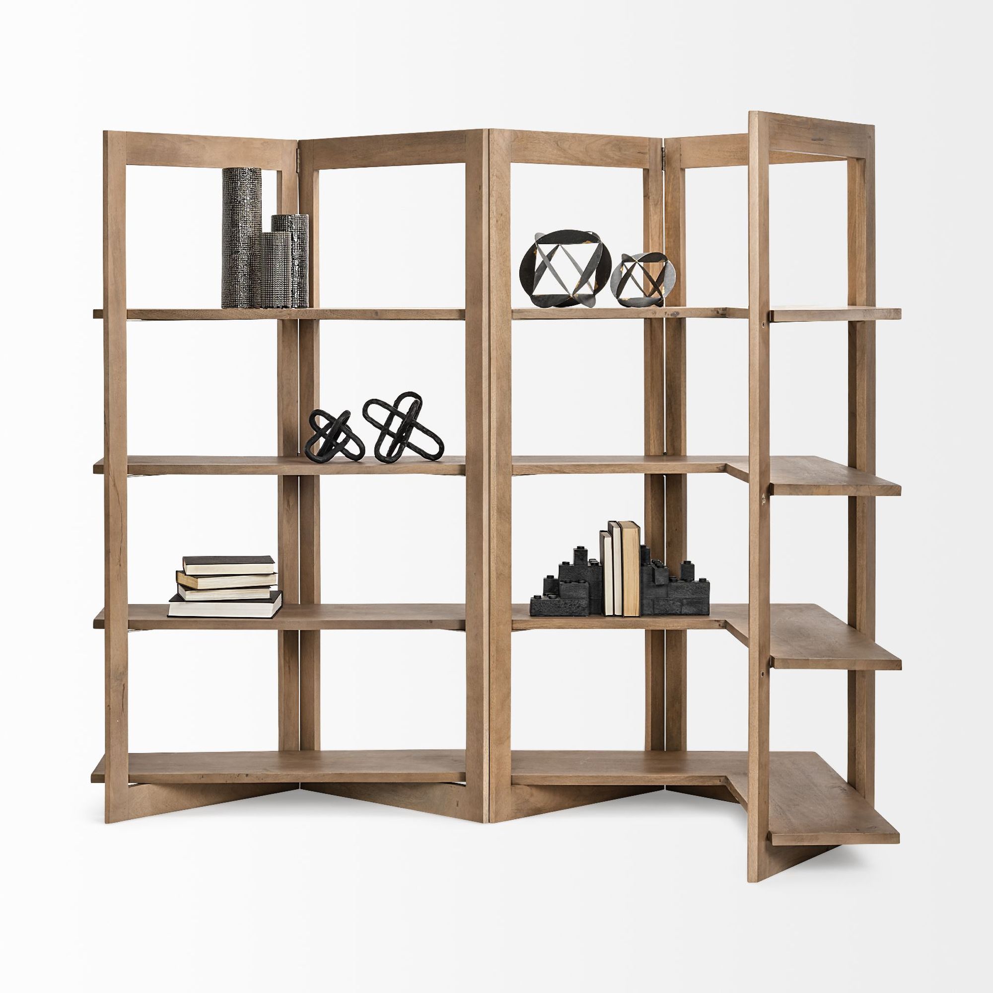 Mercana - Turnbull I Light Brown Wood 4 Shelf Shelving Unit