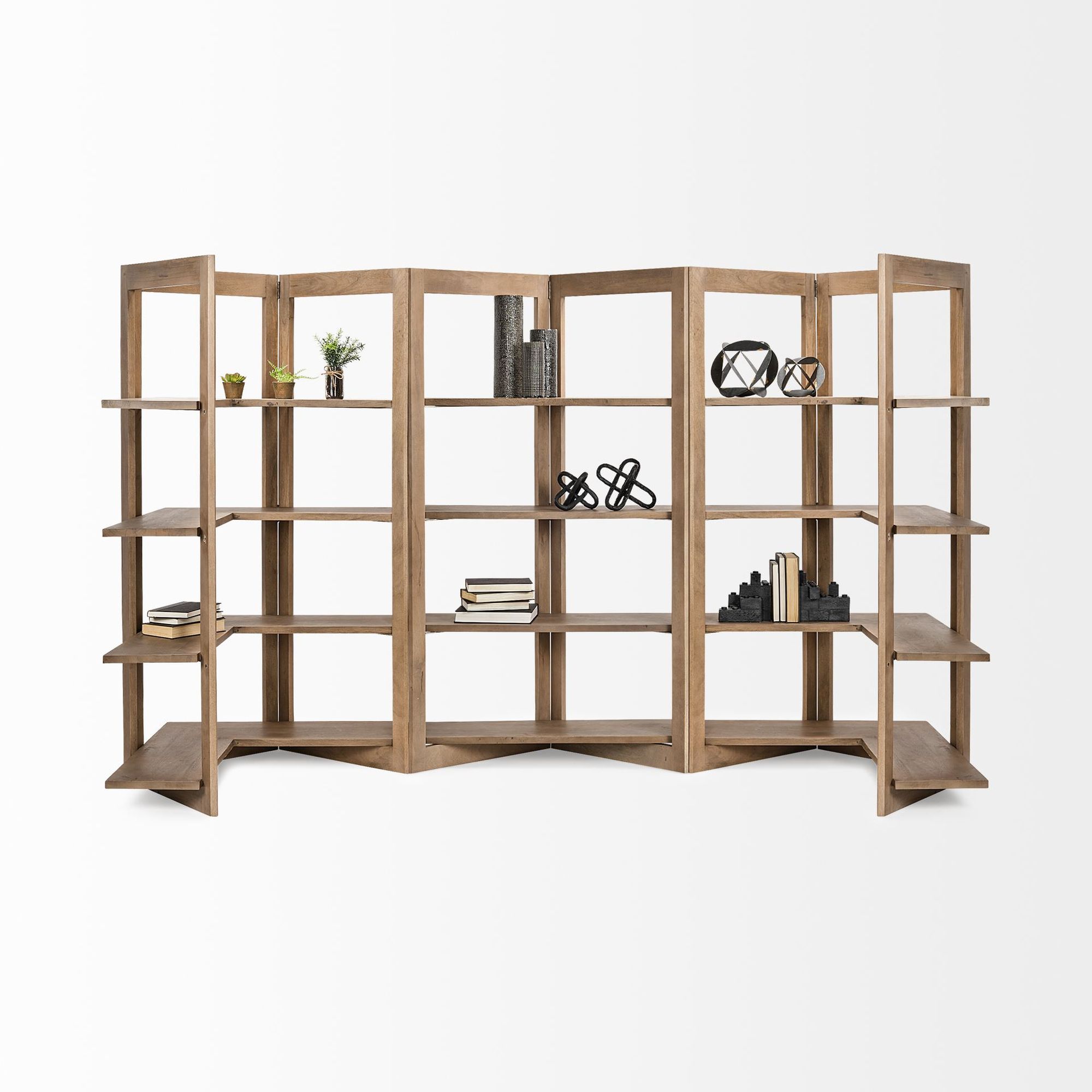 Mercana - Turnbull I Light Brown Wood 4 Shelf Shelving Unit