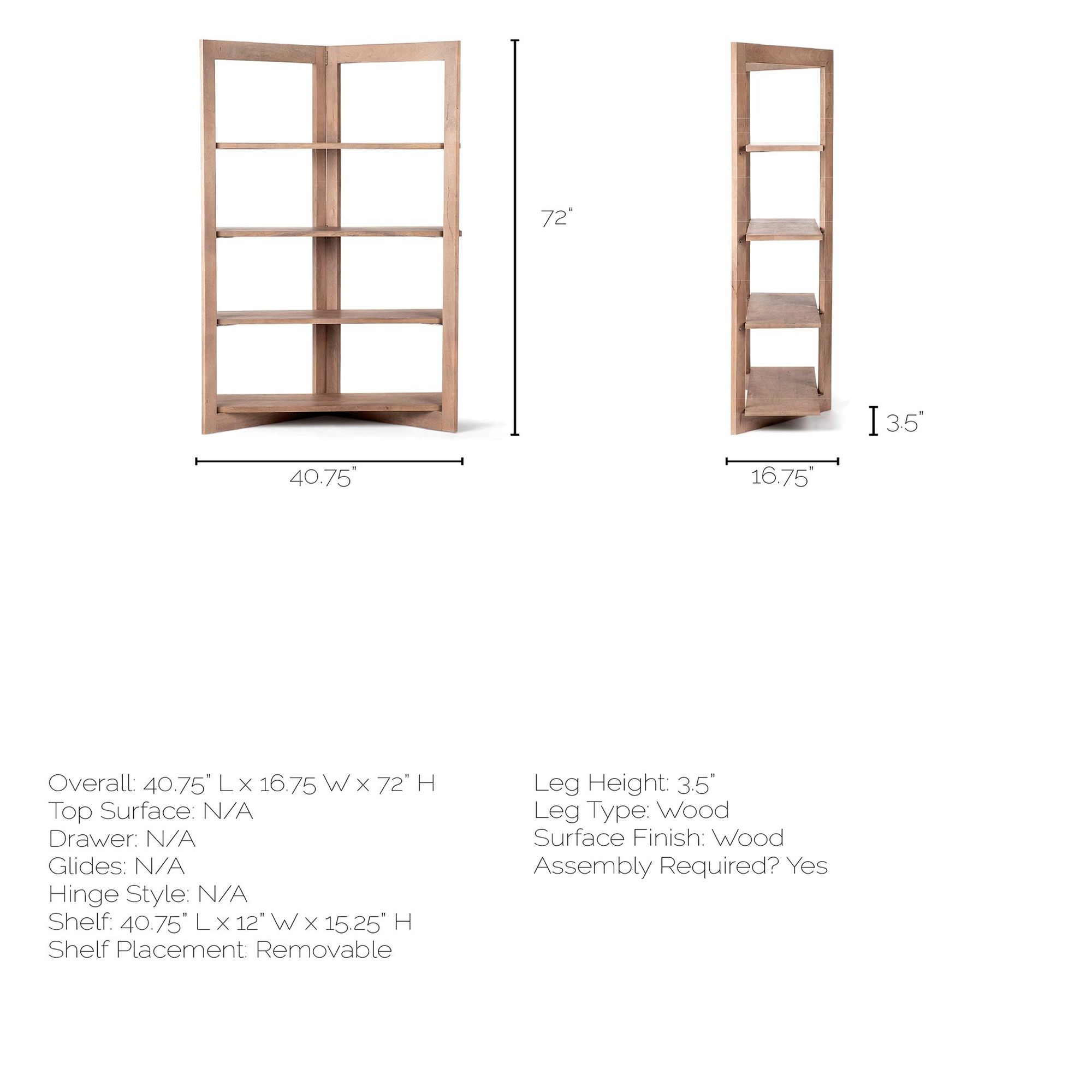 Mercana - Turnbull I Light Brown Wood 4 Shelf Shelving Unit