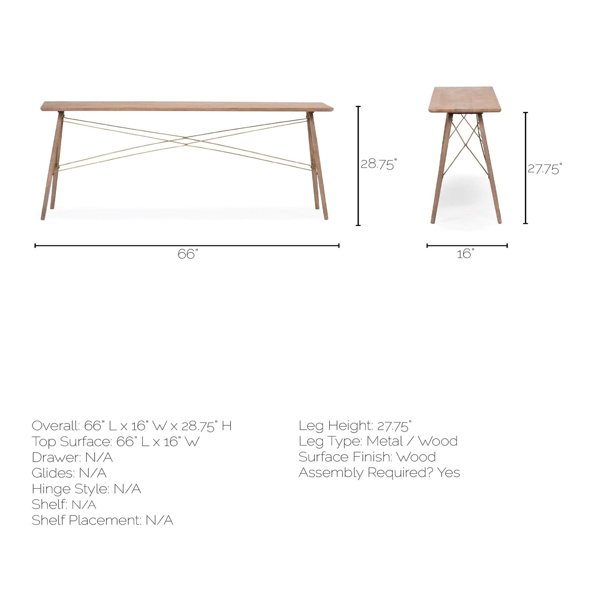 Mercana - Kirby I Brown Wooden Cross Braced Console Table