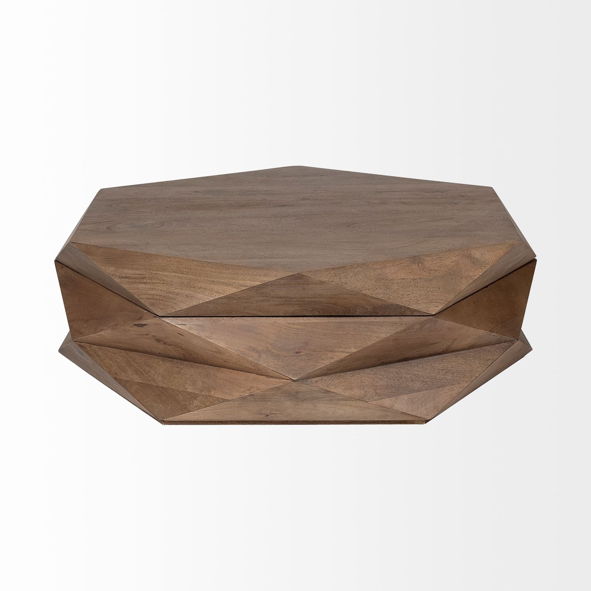 Mercana Arreto 48" Hexagonal Coffee Table - Brown, Wood