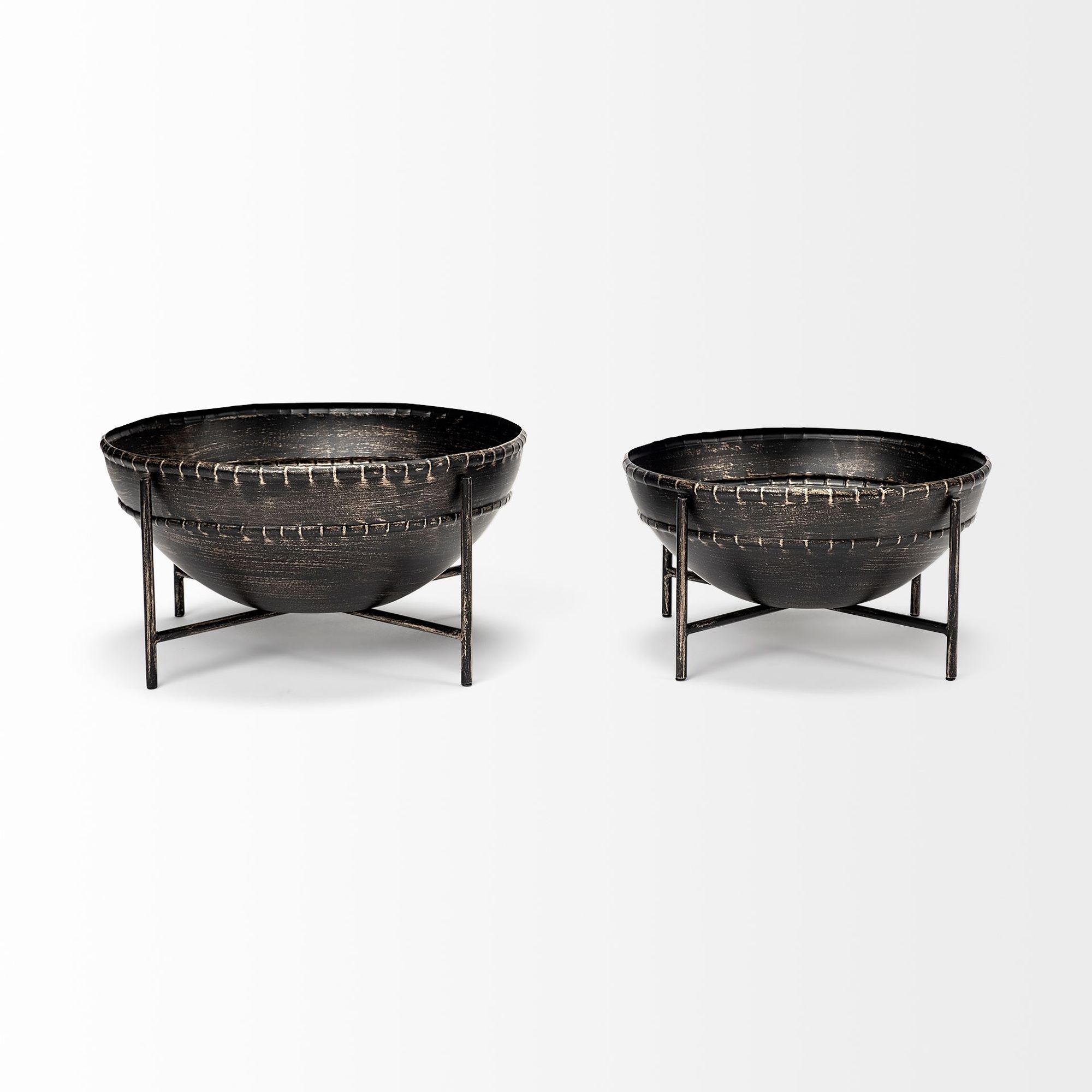 Mercana - Cauldron Brown Metal Bowls (Set of 2)