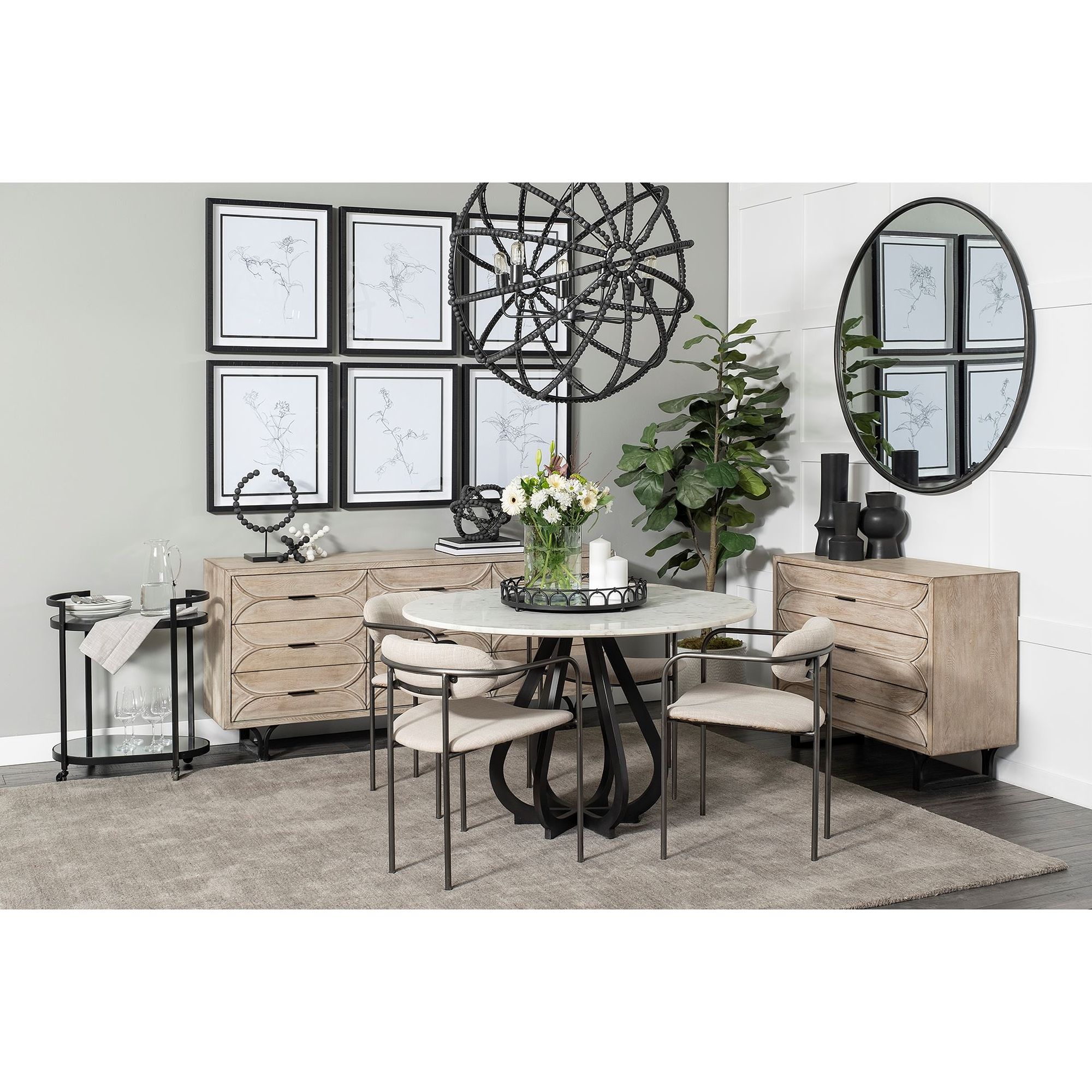 Mercana Parker Dining Chair - Beige/Gunmetal